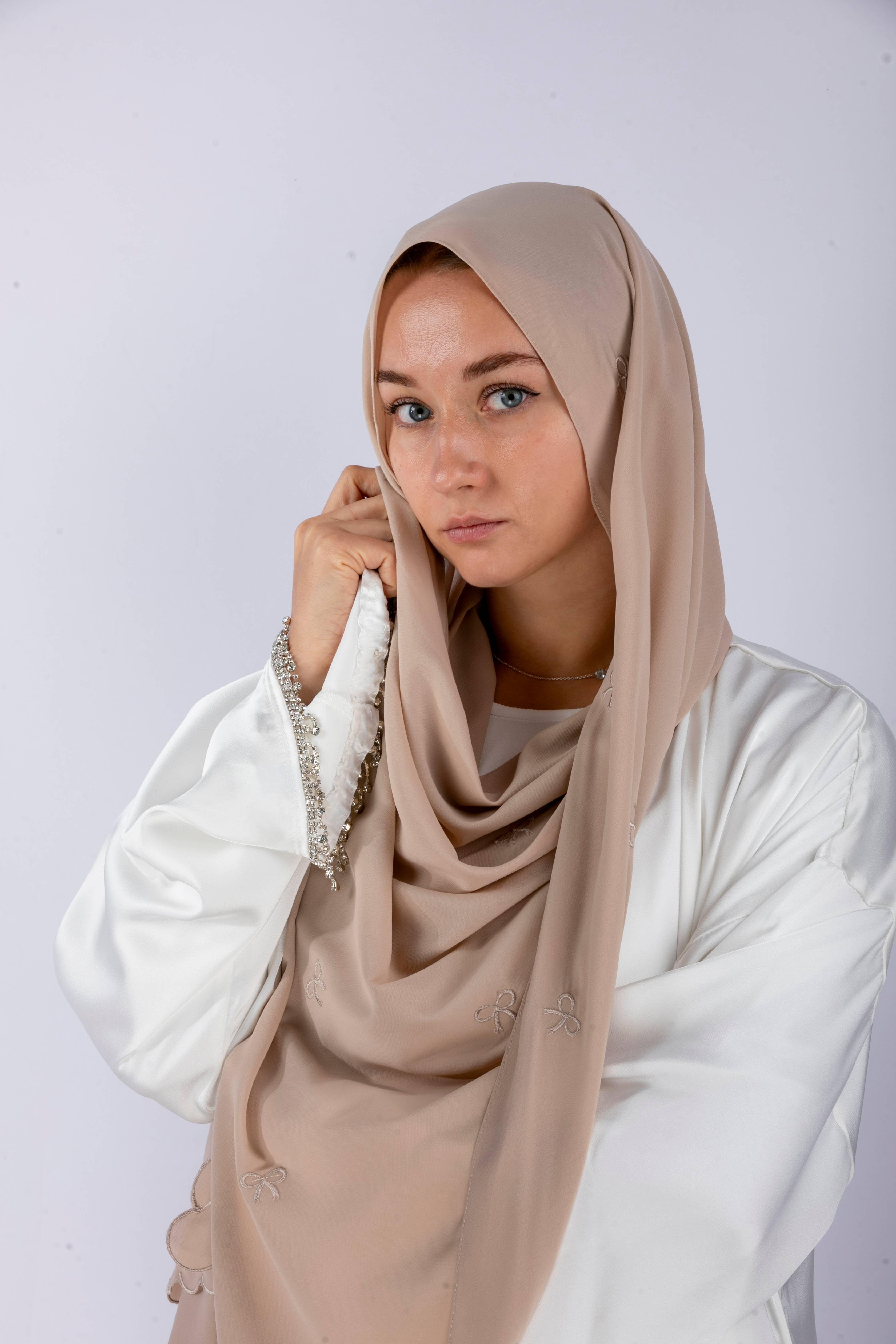 Bow Knot Hijab with Petal Edge – Premium Chiffon (NCH004)