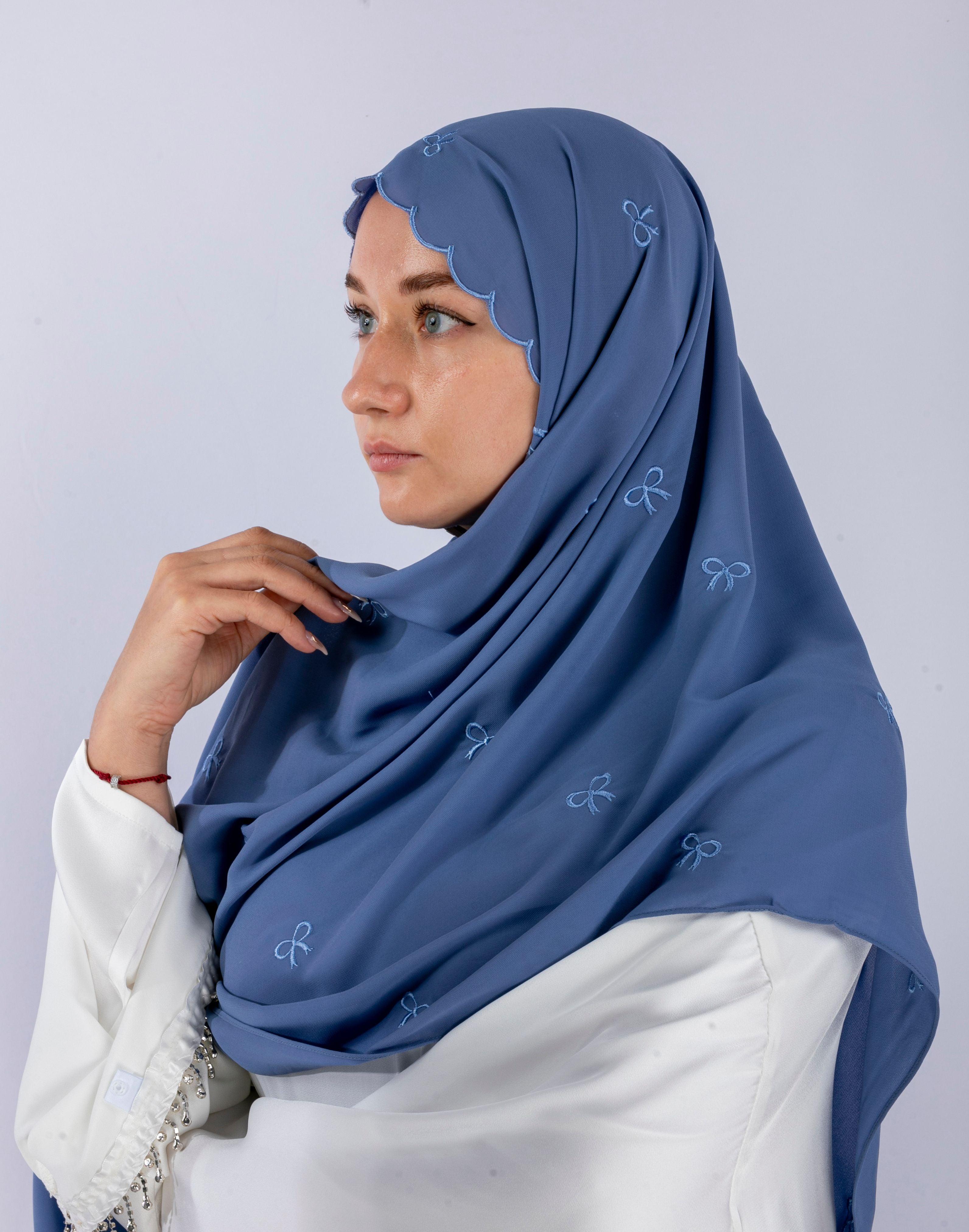 Bow Knot Hijab with Petal Edge – Premium Chiffon (NCH004)