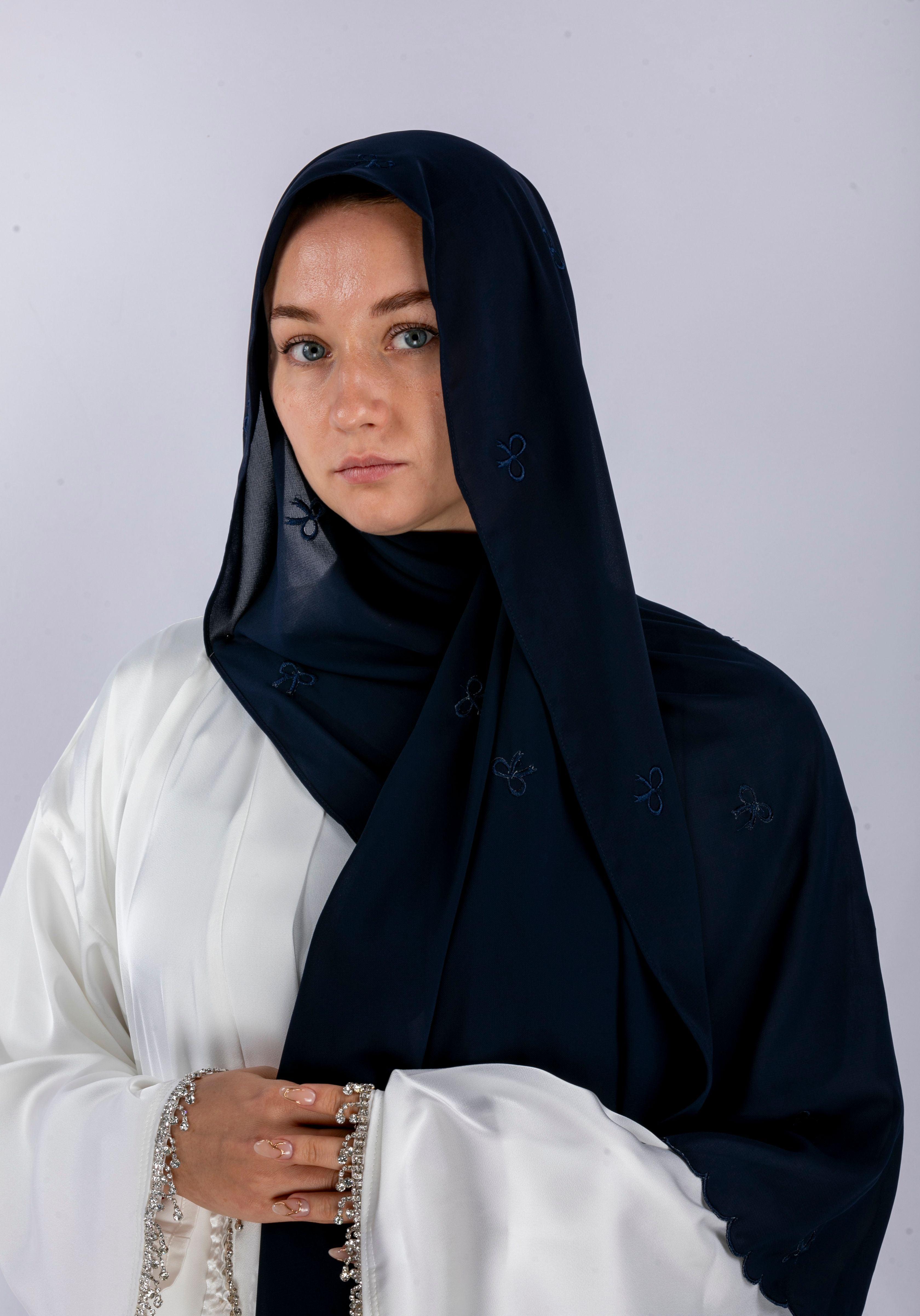 Bow Knot Hijab with Petal Edge – Premium Chiffon (NCH004)
