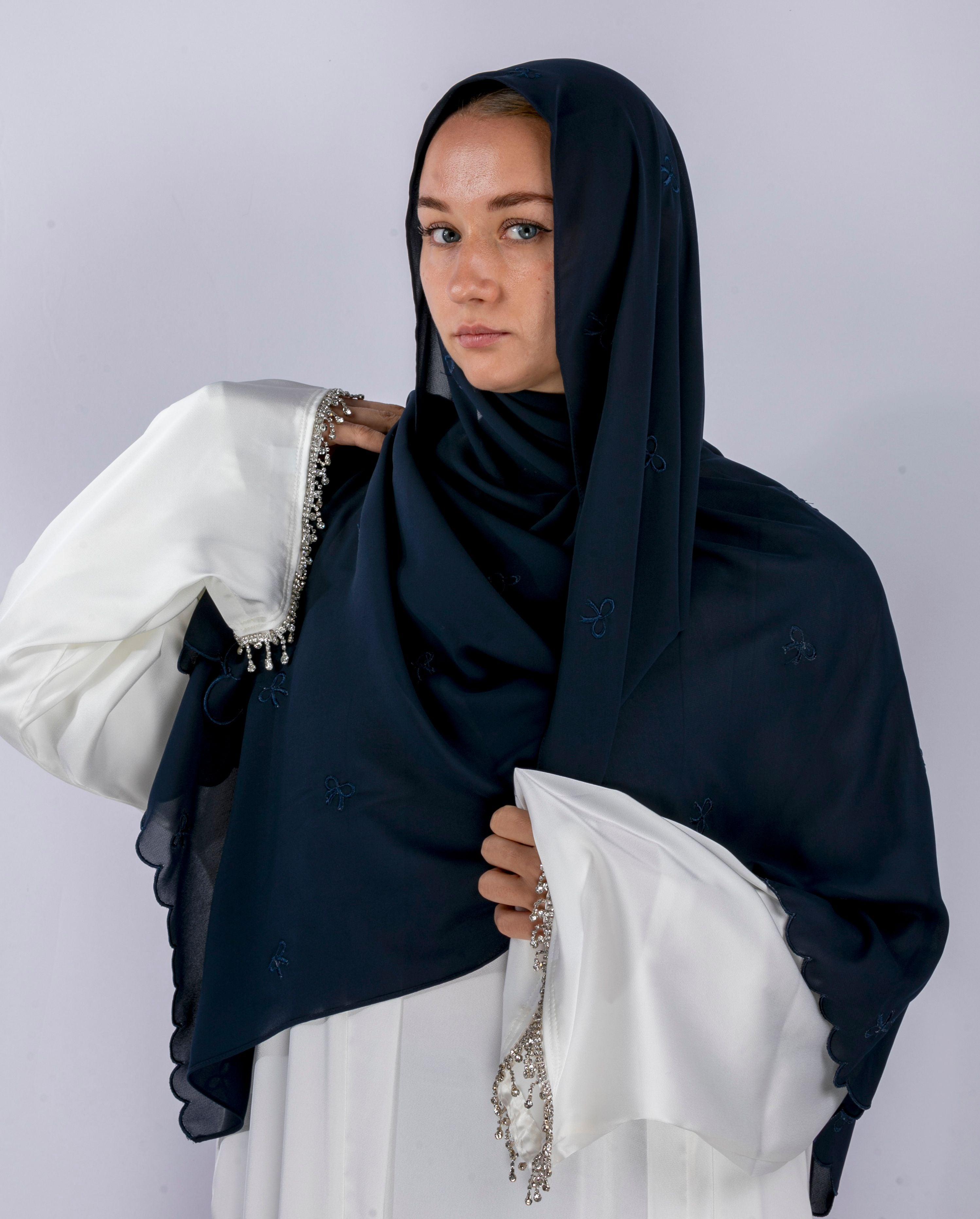 Bow Knot Hijab with Petal Edge – Premium Chiffon (NCH004)
