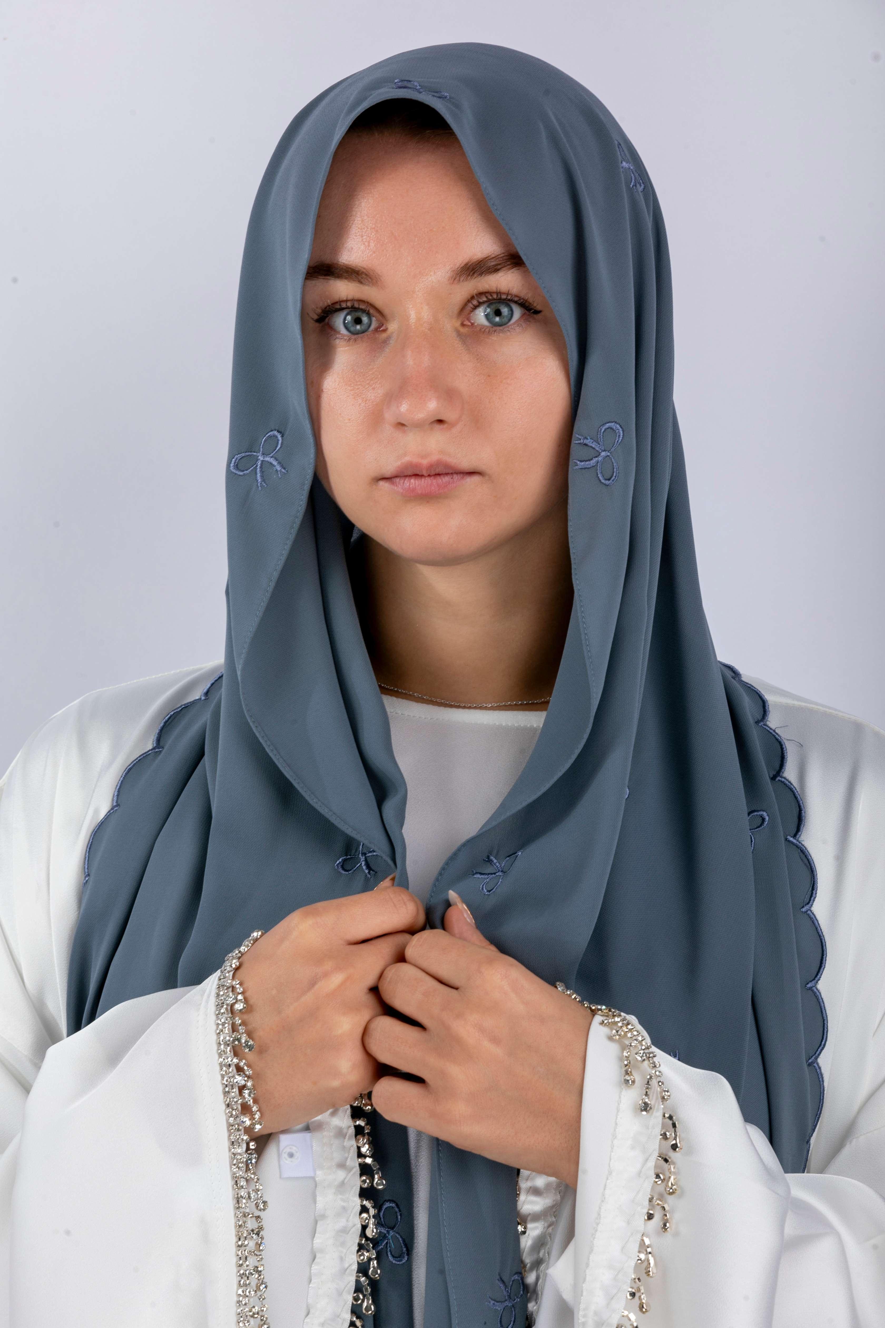Bow Knot Hijab with Petal Edge – Premium Chiffon (NCH004)