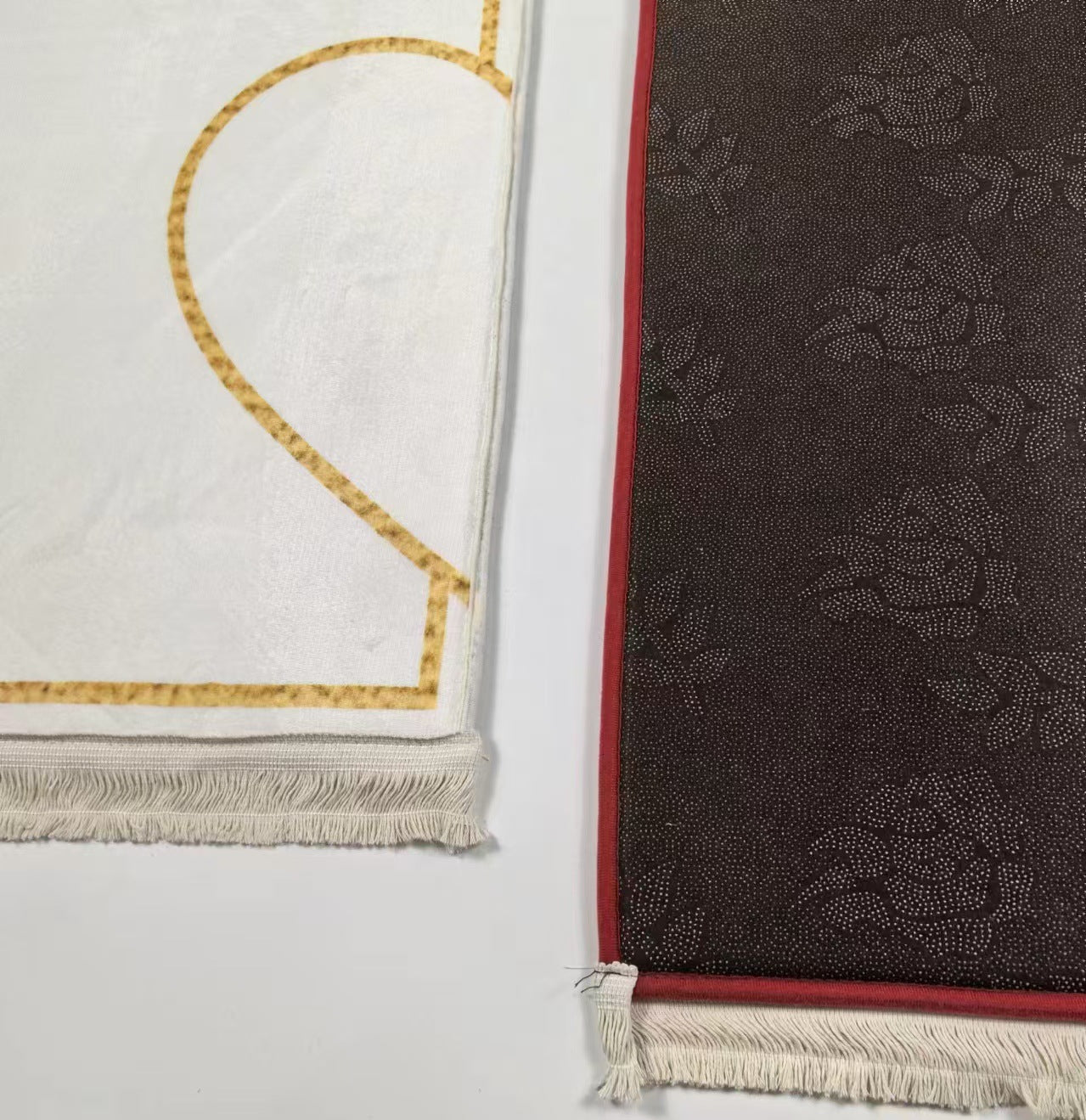 Modern Couples Prayer Rug Set - Plush Flannel Non-Slip Floor Mat with Minimalist Solid Color Design (2-Piece)