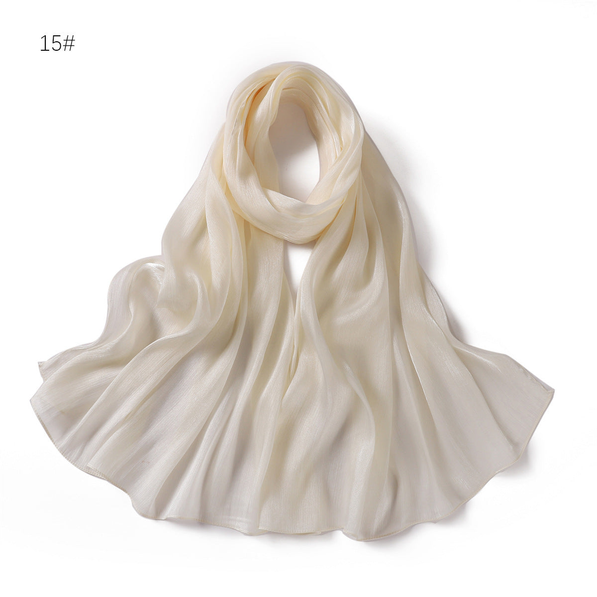 Lightweight Crinkle Satin Scarf Hijab– Polyester Sun‑Protection Shawl (180 × 70 cm, 15 Colors)