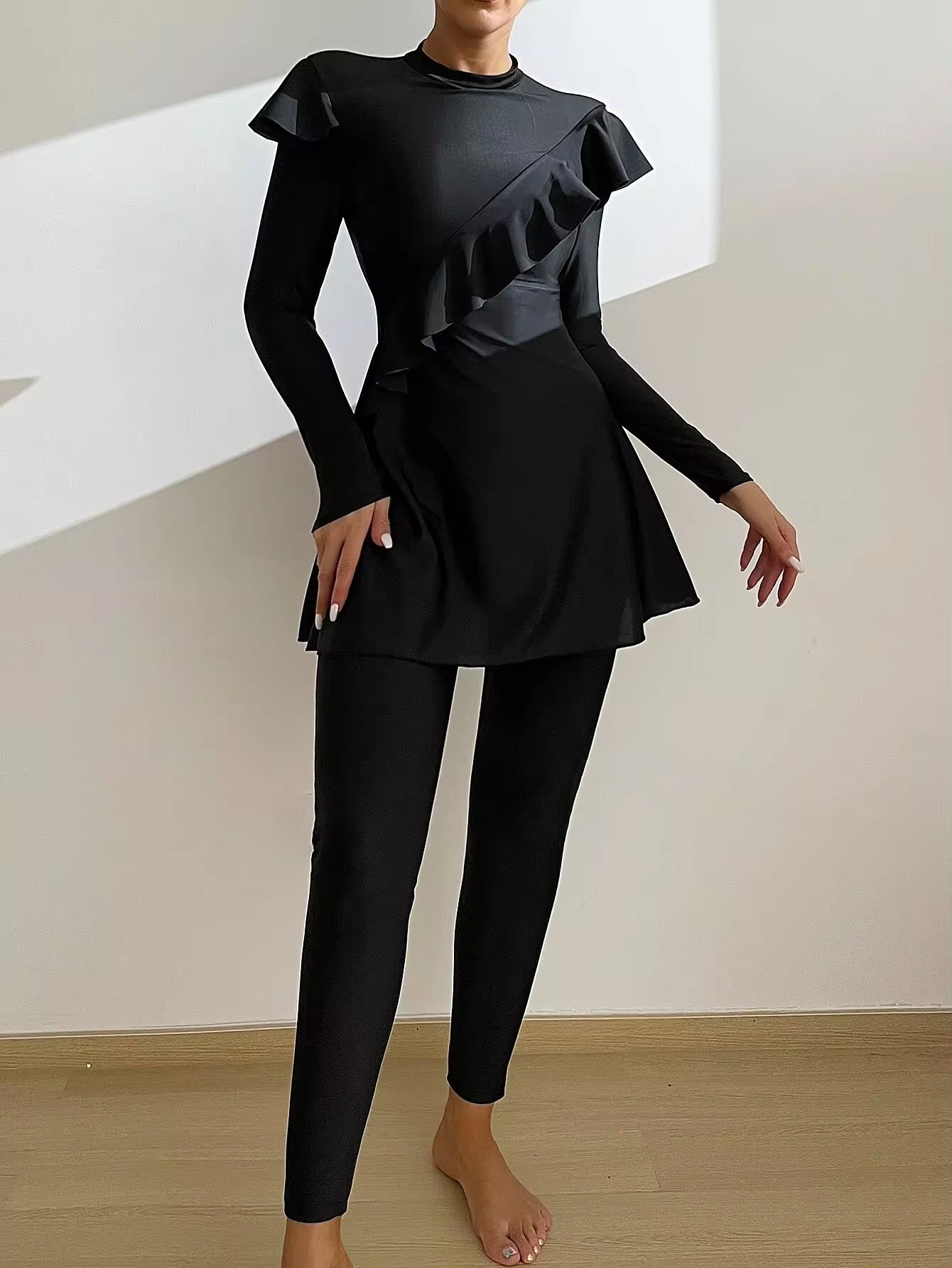 Elegant Ruffle Burkini – 3-Piece Modest Muslim Swimwear Set for Women