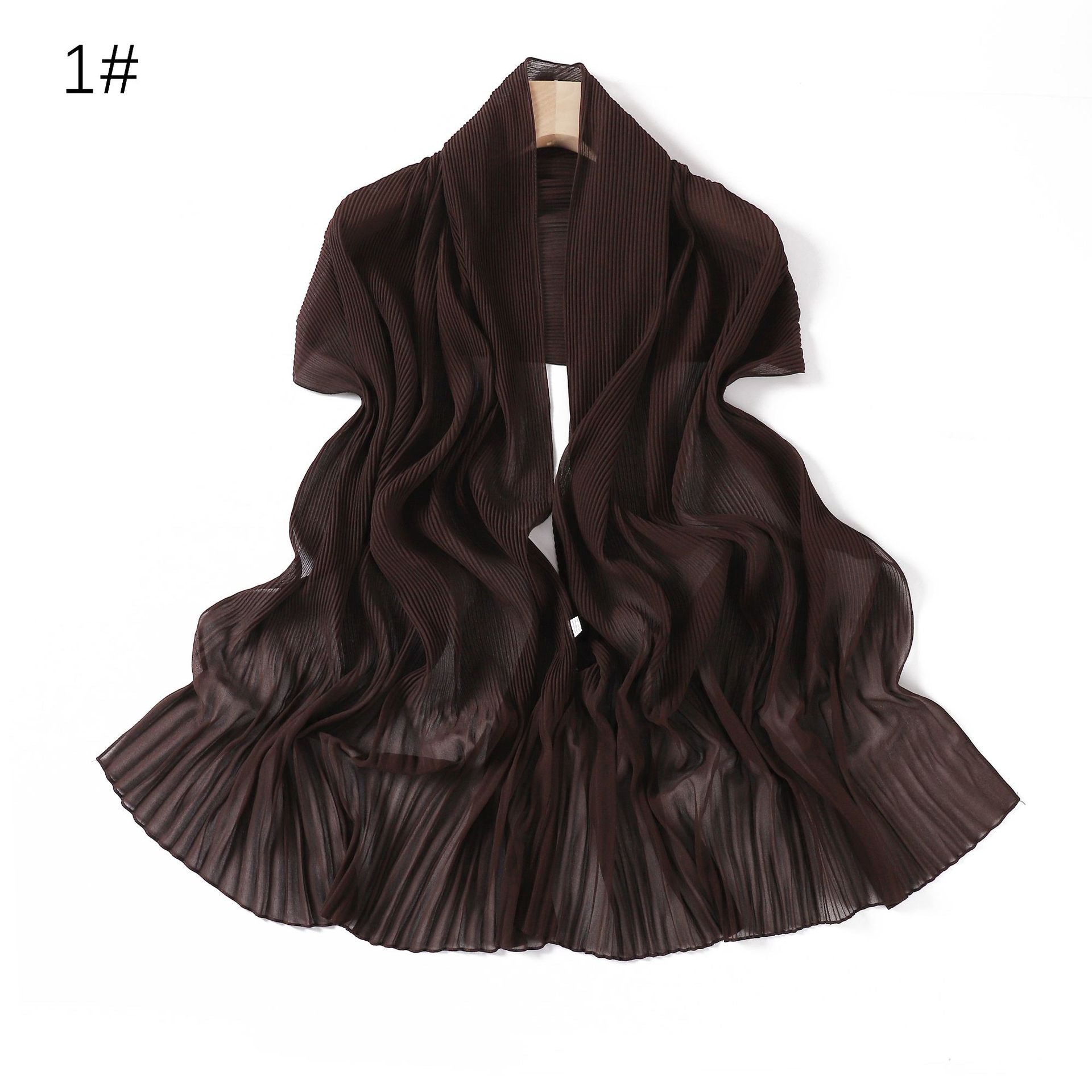 Ruffled Hem Crinkle Chiffon Scarf – Lightweight Solid Color Hijab & Shawl (175×65cm)