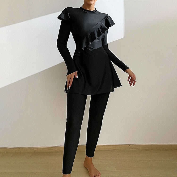 Elegant Ruffle Burkini – 3-Piece Modest Muslim Swimwear Set for Women