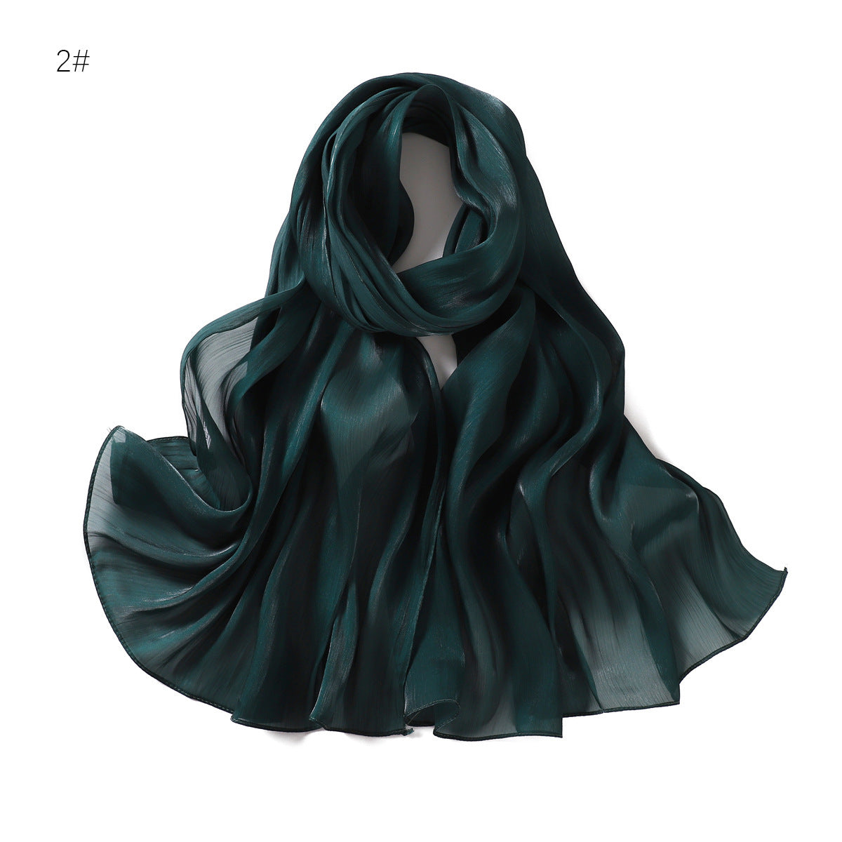 Lightweight Crinkle Satin Scarf Hijab– Polyester Sun‑Protection Shawl (180 × 70 cm, 15 Colors)