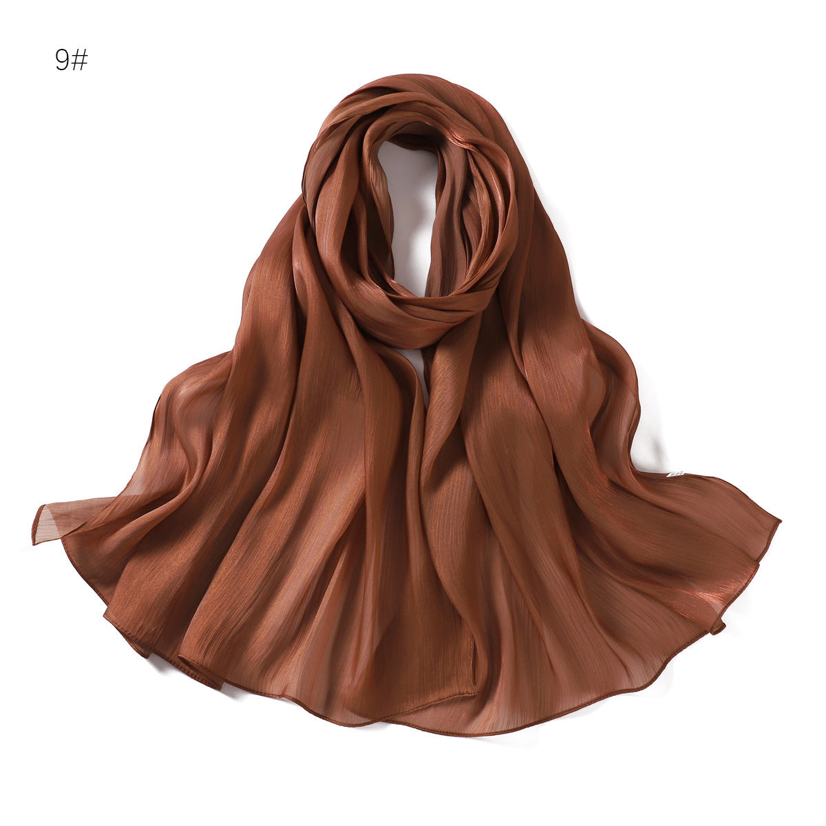 Lightweight Crinkle Satin Scarf Hijab– Polyester Sun‑Protection Shawl (180 × 70 cm, 15 Colors)