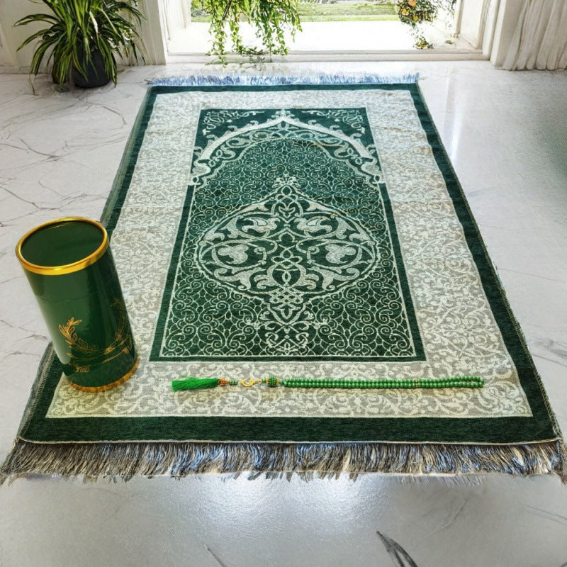 Prayer Rug & Tasbih Gift Set in Cylinder Box – Portable Muslim Prayer Essentials