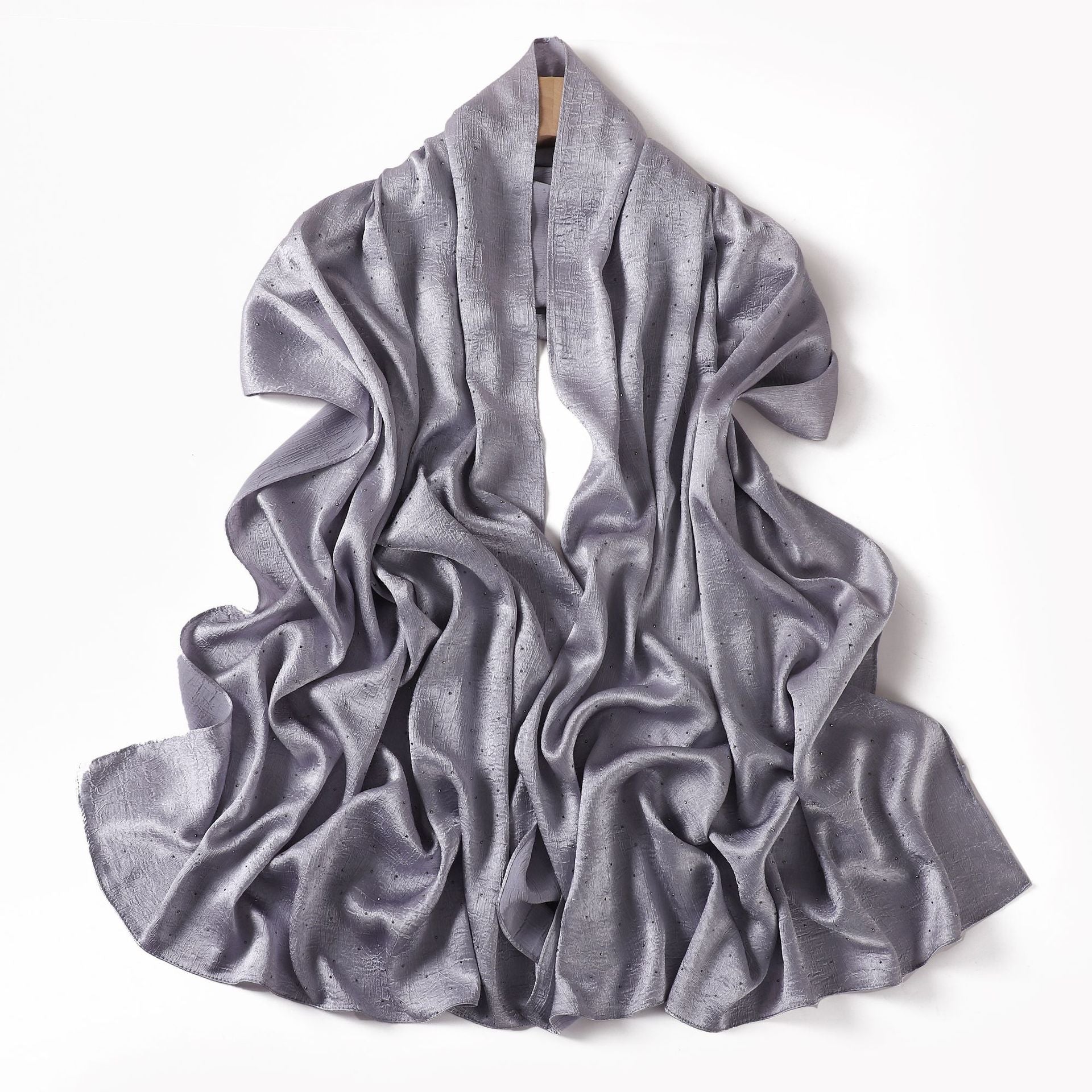 Luxury Diamond Satin Hijab – Sparkling Crystal-Studded Long Scarf for Women (NCH007)