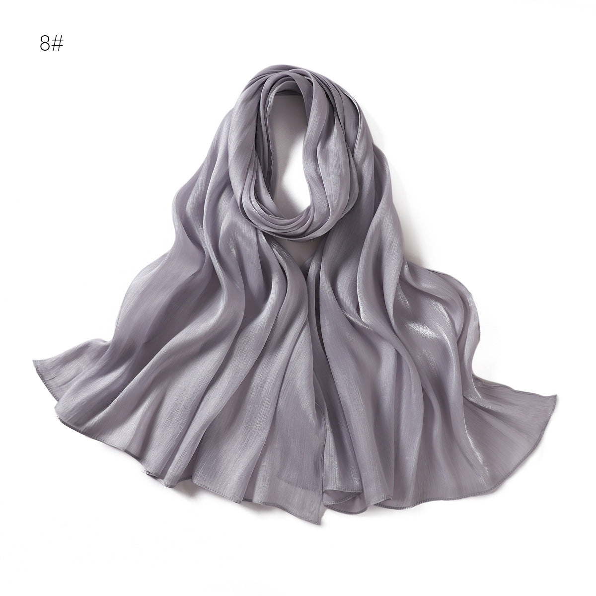 Lightweight Crinkle Satin Scarf Hijab– Polyester Sun‑Protection Shawl (180 × 70 cm, 15 Colors)