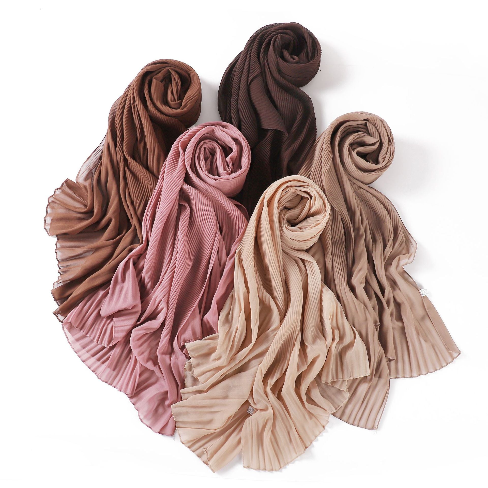 Ruffled Hem Crinkle Chiffon Scarf – Lightweight Solid Color Hijab & Shawl (175×65cm)