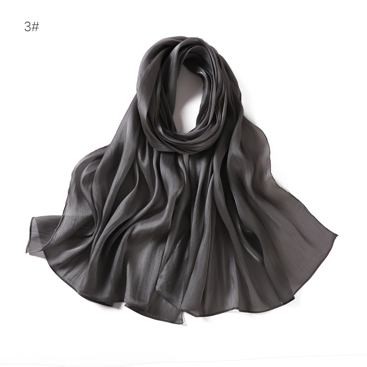 Lightweight Crinkle Satin Scarf Hijab– Polyester Sun‑Protection Shawl (180 × 70 cm, 15 Colors)