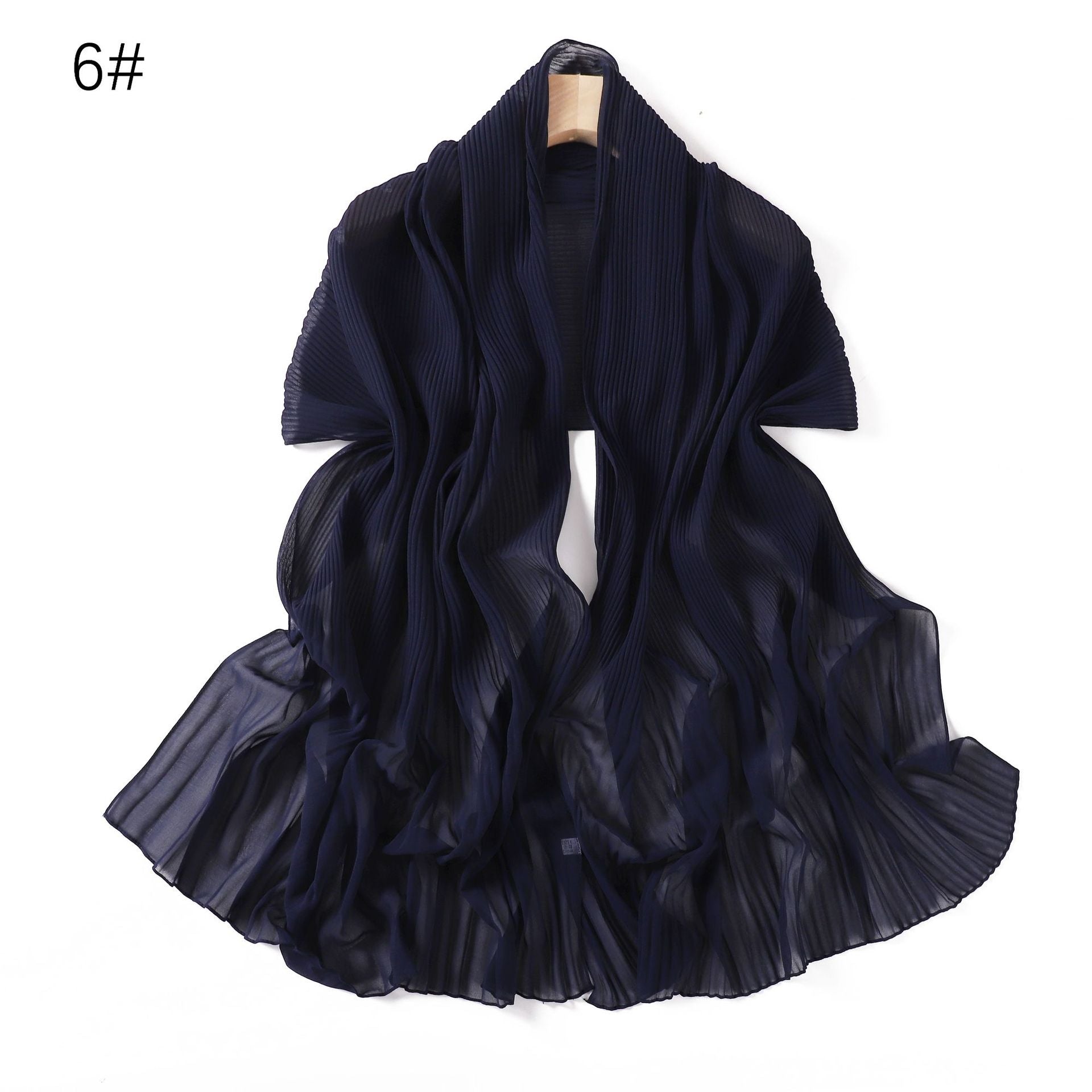 Ruffled Hem Crinkle Chiffon Scarf – Lightweight Solid Color Hijab & Shawl (175×65cm)
