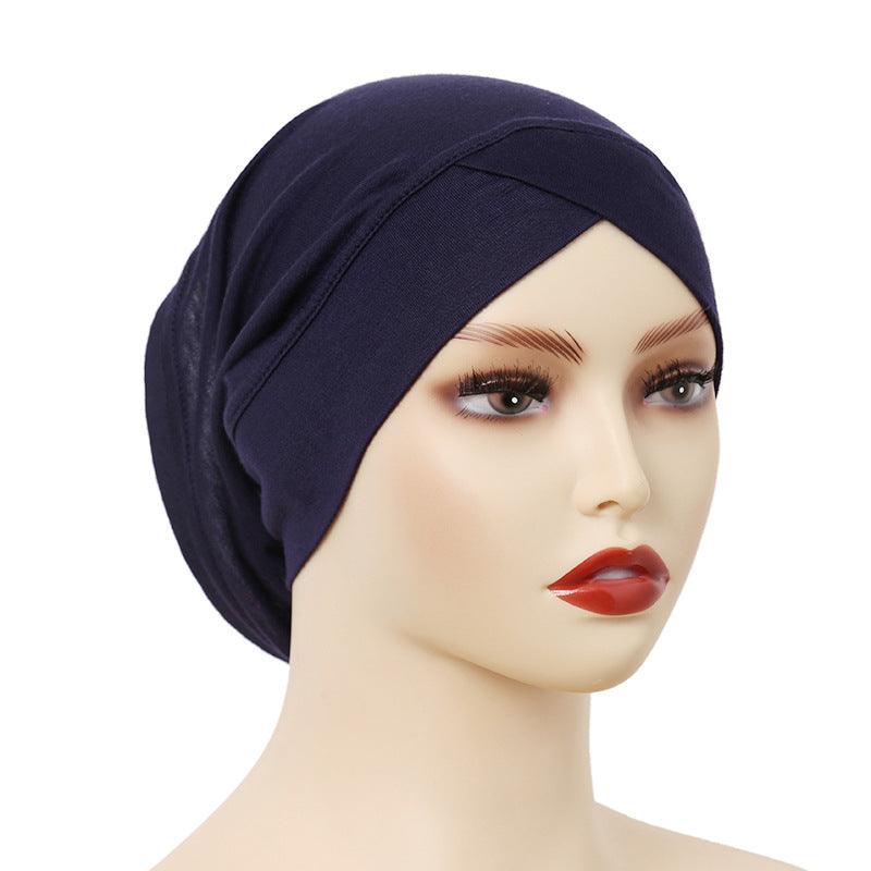 Stylish Cross-Front Turban Cap – Solid Color Silky Cotton (NCC002)