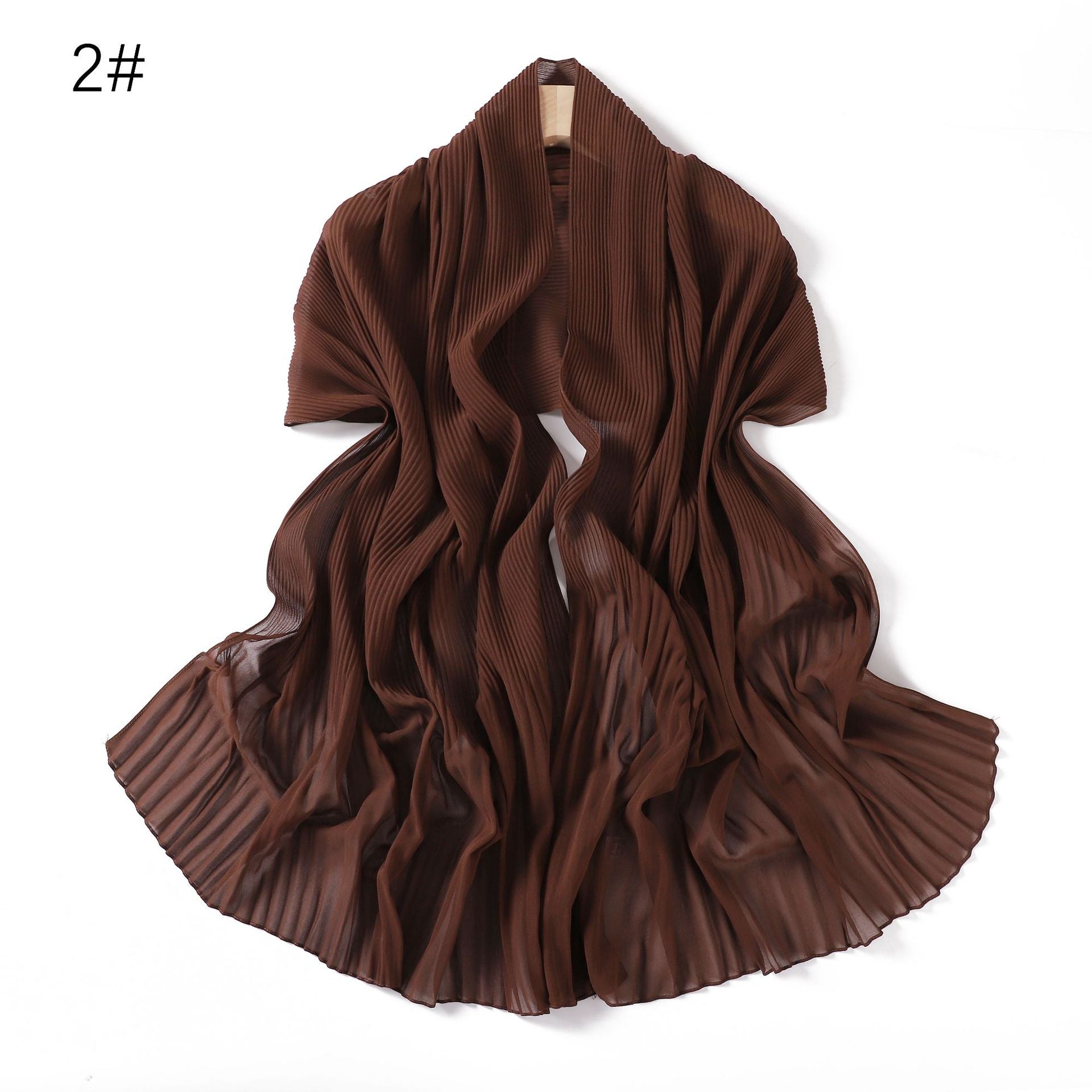 Ruffled Hem Crinkle Chiffon Scarf – Lightweight Solid Color Hijab & Shawl (175×65cm)