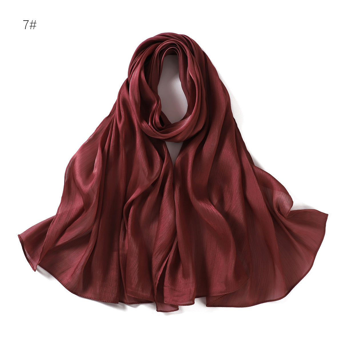 Lightweight Crinkle Satin Scarf Hijab– Polyester Sun‑Protection Shawl (180 × 70 cm, 15 Colors)