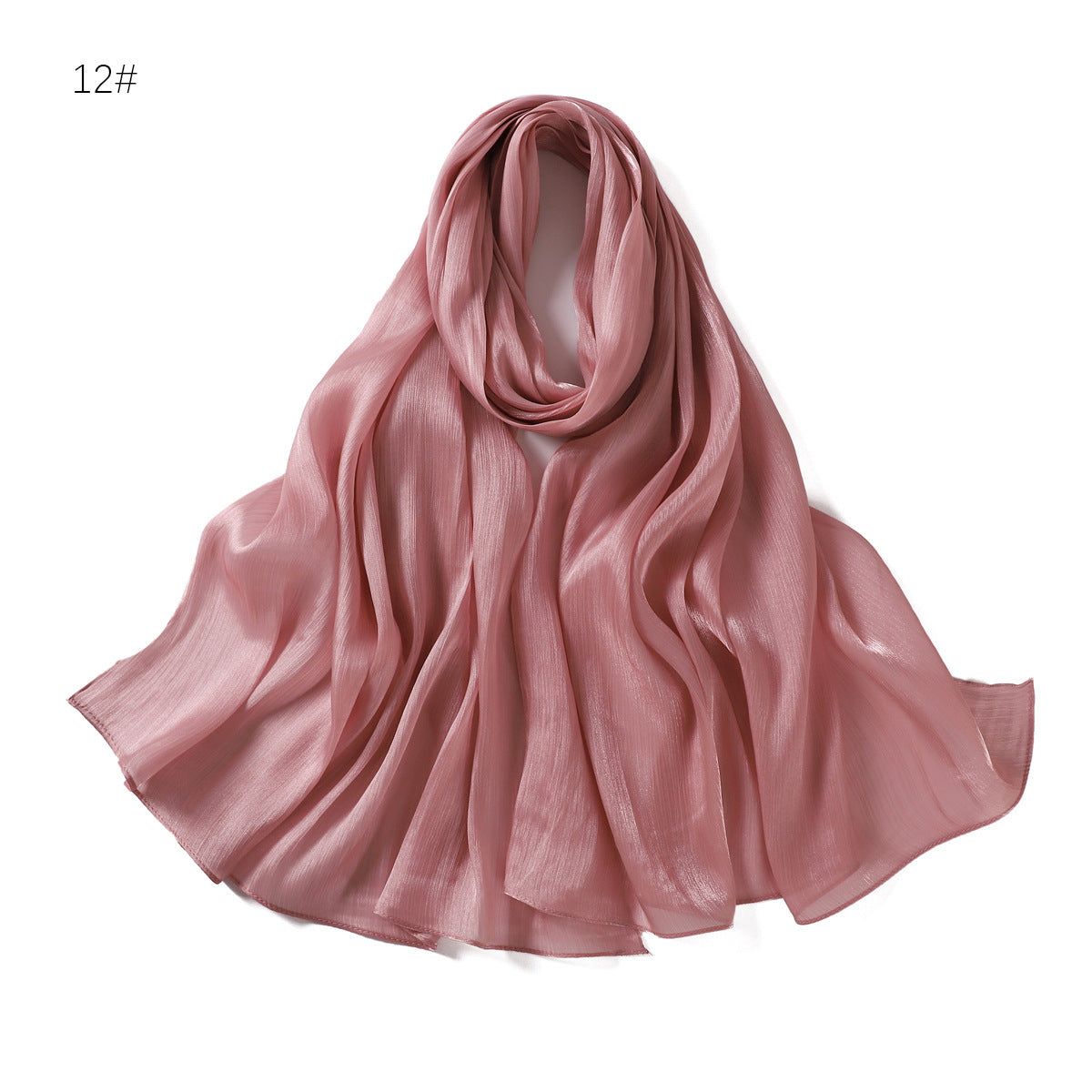 Lightweight Crinkle Satin Scarf Hijab– Polyester Sun‑Protection Shawl (180 × 70 cm, 15 Colors)