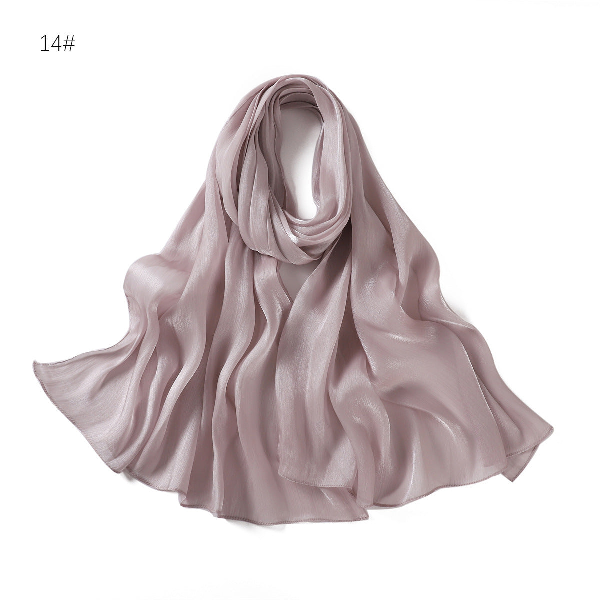 Lightweight Crinkle Satin Scarf Hijab– Polyester Sun‑Protection Shawl (180 × 70 cm, 15 Colors)
