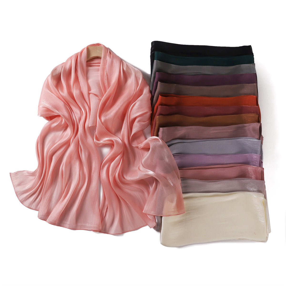 Lightweight Crinkle Satin Scarf Hijab– Polyester Sun‑Protection Shawl (180 × 70 cm, 15 Colors)