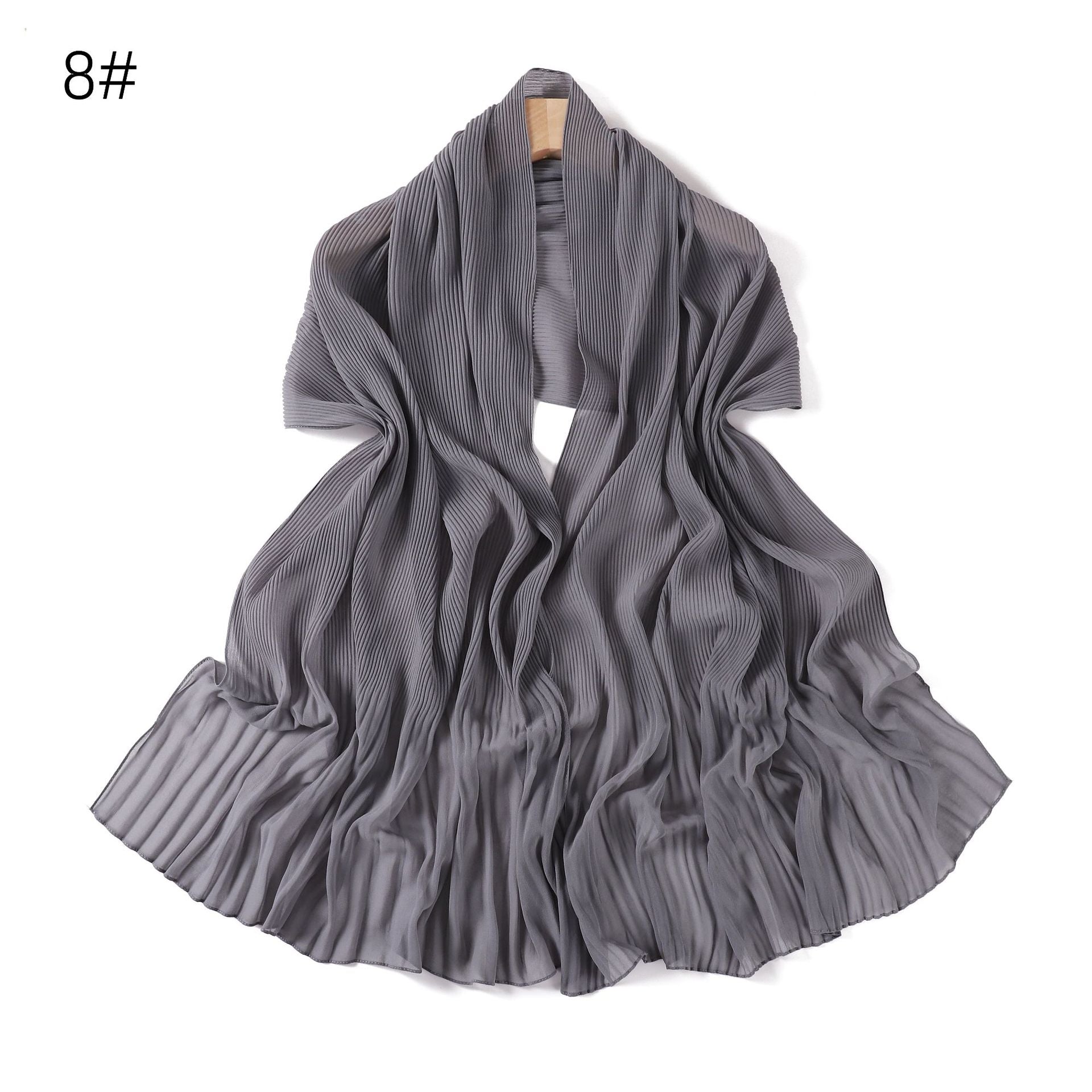 Ruffled Hem Crinkle Chiffon Scarf – Lightweight Solid Color Hijab & Shawl (175×65cm)