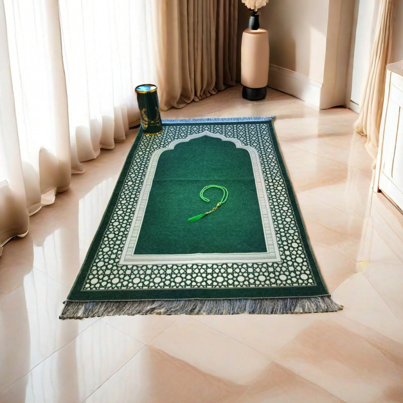 Prayer Rug & Tasbih Gift Set in Cylinder Box – Portable Muslim Prayer Essentials