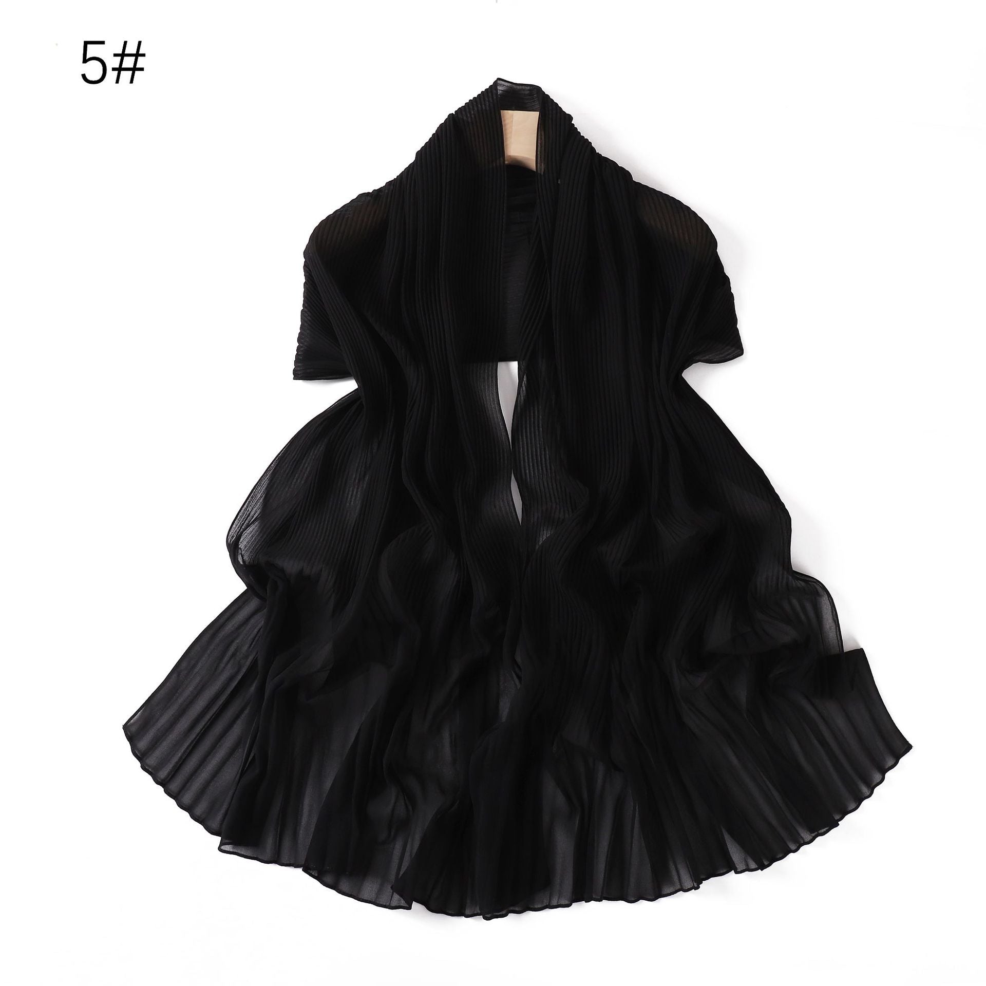 Ruffled Hem Crinkle Chiffon Scarf – Lightweight Solid Color Hijab & Shawl (175×65cm)