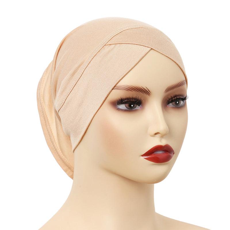 Stylish Cross-Front Turban Cap – Solid Color Silky Cotton (NCC002)