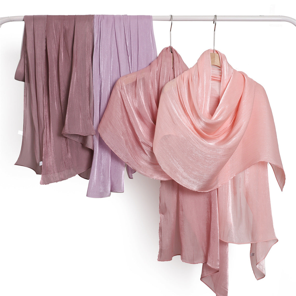 Lightweight Crinkle Satin Scarf Hijab– Polyester Sun‑Protection Shawl (180 × 70 cm, 15 Colors)