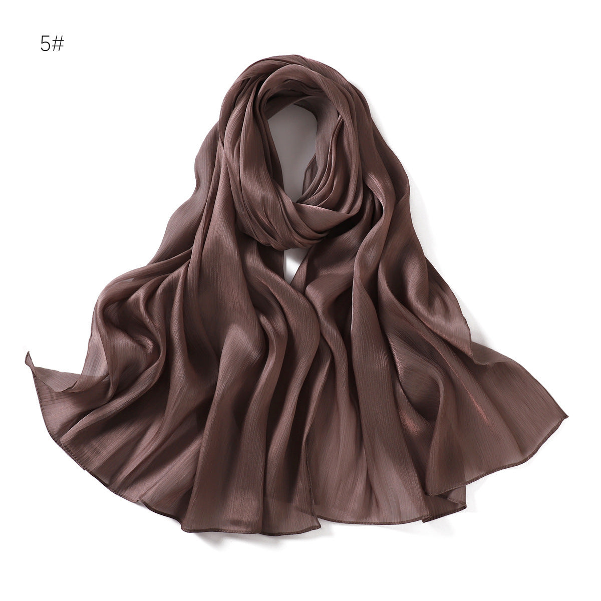 Lightweight Crinkle Satin Scarf Hijab– Polyester Sun‑Protection Shawl (180 × 70 cm, 15 Colors)