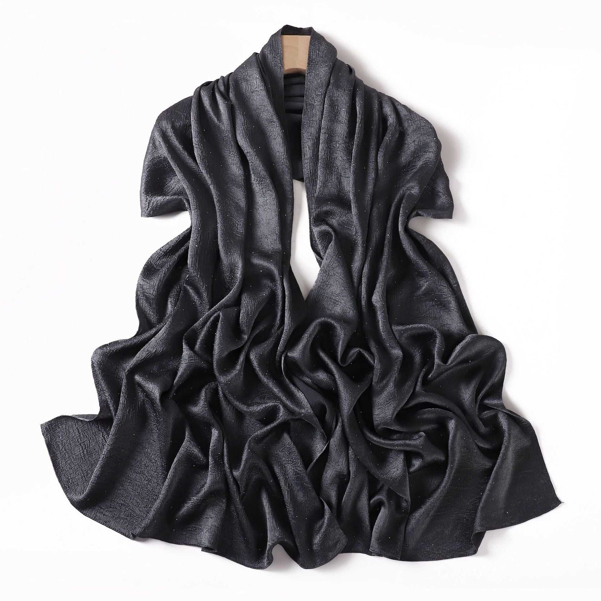 Luxury Diamond Satin Hijab – Sparkling Crystal-Studded Long Scarf for Women (NCH007)
