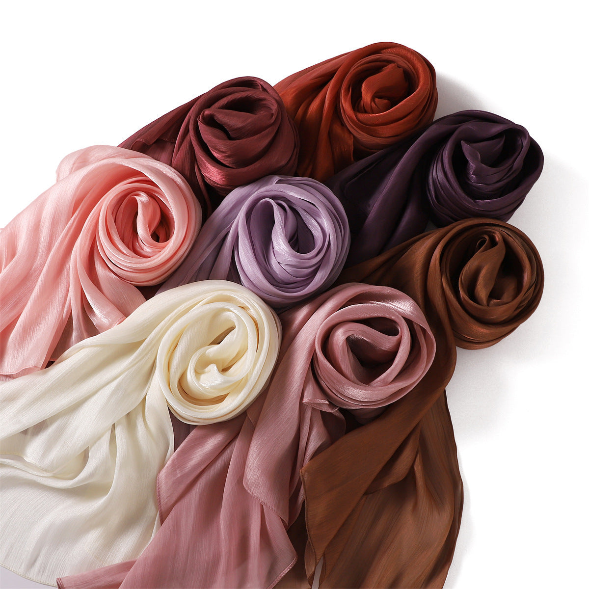 Lightweight Crinkle Satin Scarf Hijab– Polyester Sun‑Protection Shawl (180 × 70 cm, 15 Colors)