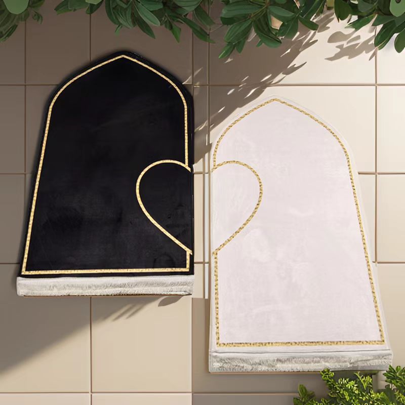 Modern Couples Prayer Rug Set - Plush Flannel Non-Slip Floor Mat with Minimalist Solid Color Design (2-Piece)
