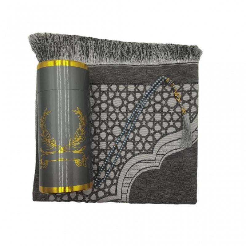 Prayer Rug & Tasbih Gift Set in Cylinder Box – Portable Muslim Prayer Essentials