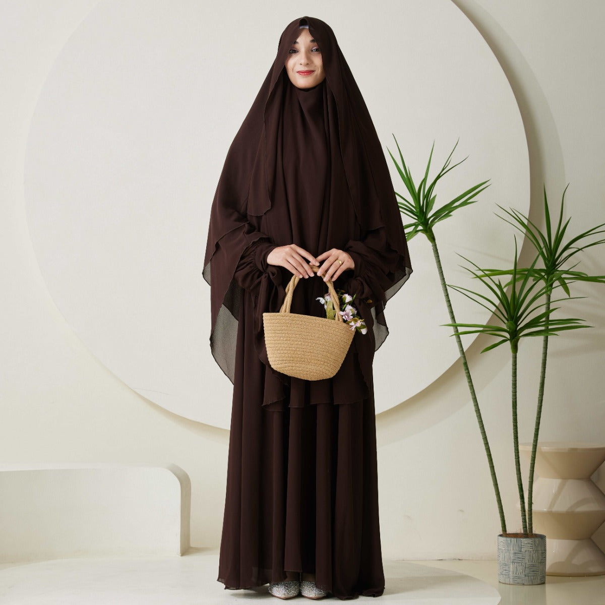 Chiffon Butterfly Sleeve Khimar Set – 2-Piece Hajj Outfit (NCS009)