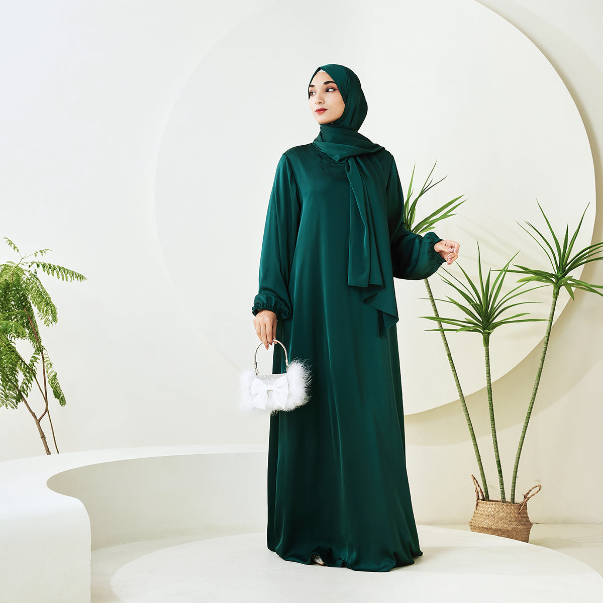 AMANI Satin One Piece With Hijab Abaya: Stylish Statement of Elegance(NCA001 )