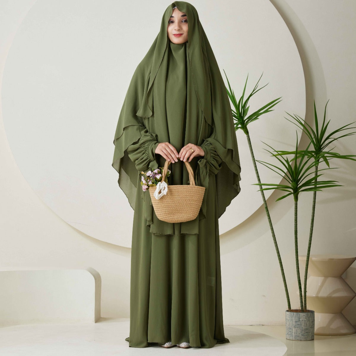 Chiffon Butterfly Sleeve Khimar Set – 2-Piece Hajj Outfit (NCS009)