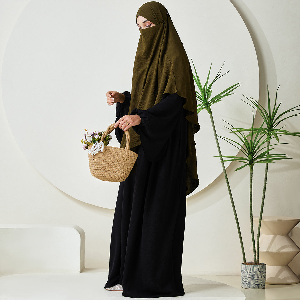Premium Crepe One Layer Khimar Stretchable Durable Hijab Scarf for Everyday Wear (NCK001)