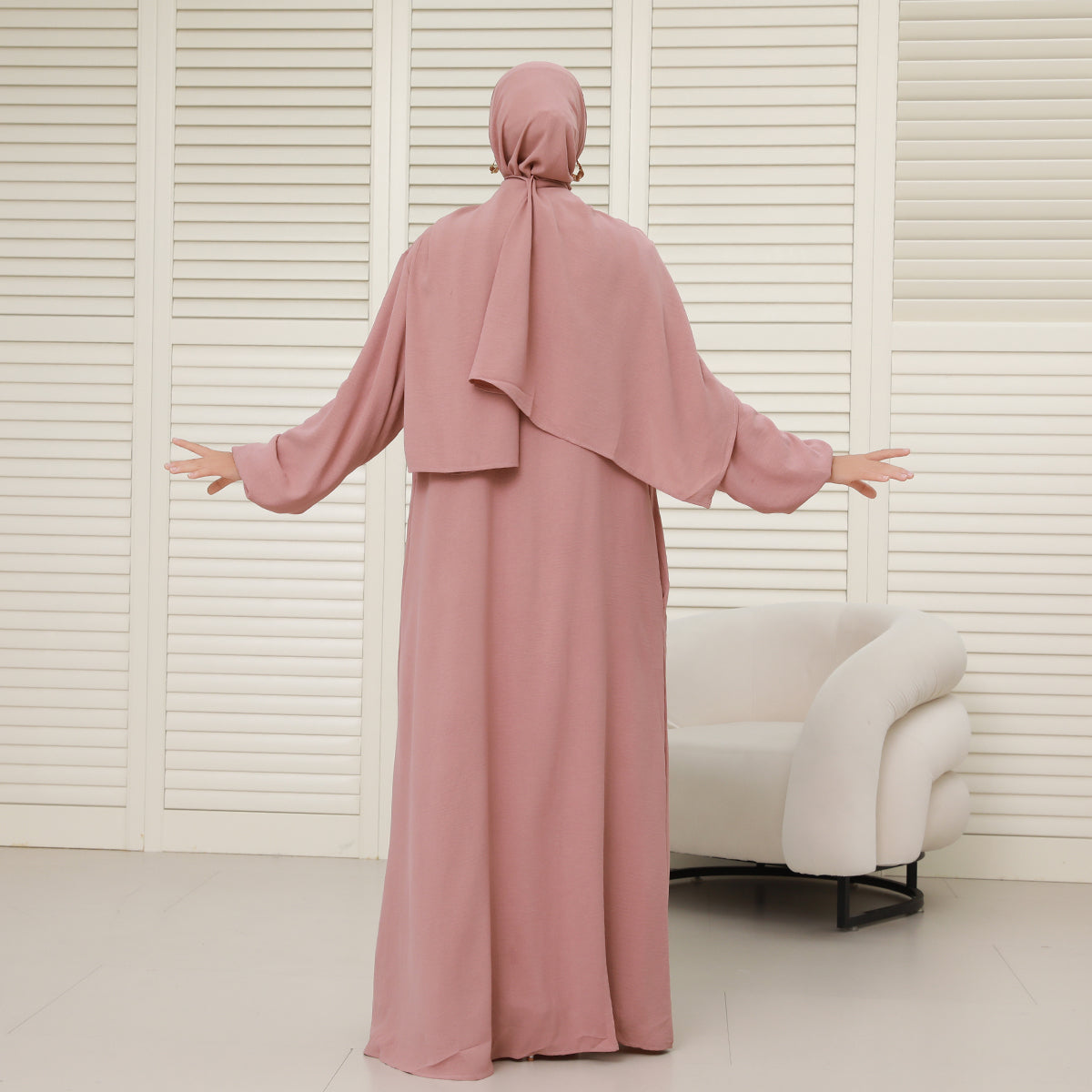 3-Piece Modest Abaya Set with Inner Dress, Outer Layer & Waist Belt – Elegant Everyday Wear (NCA010)