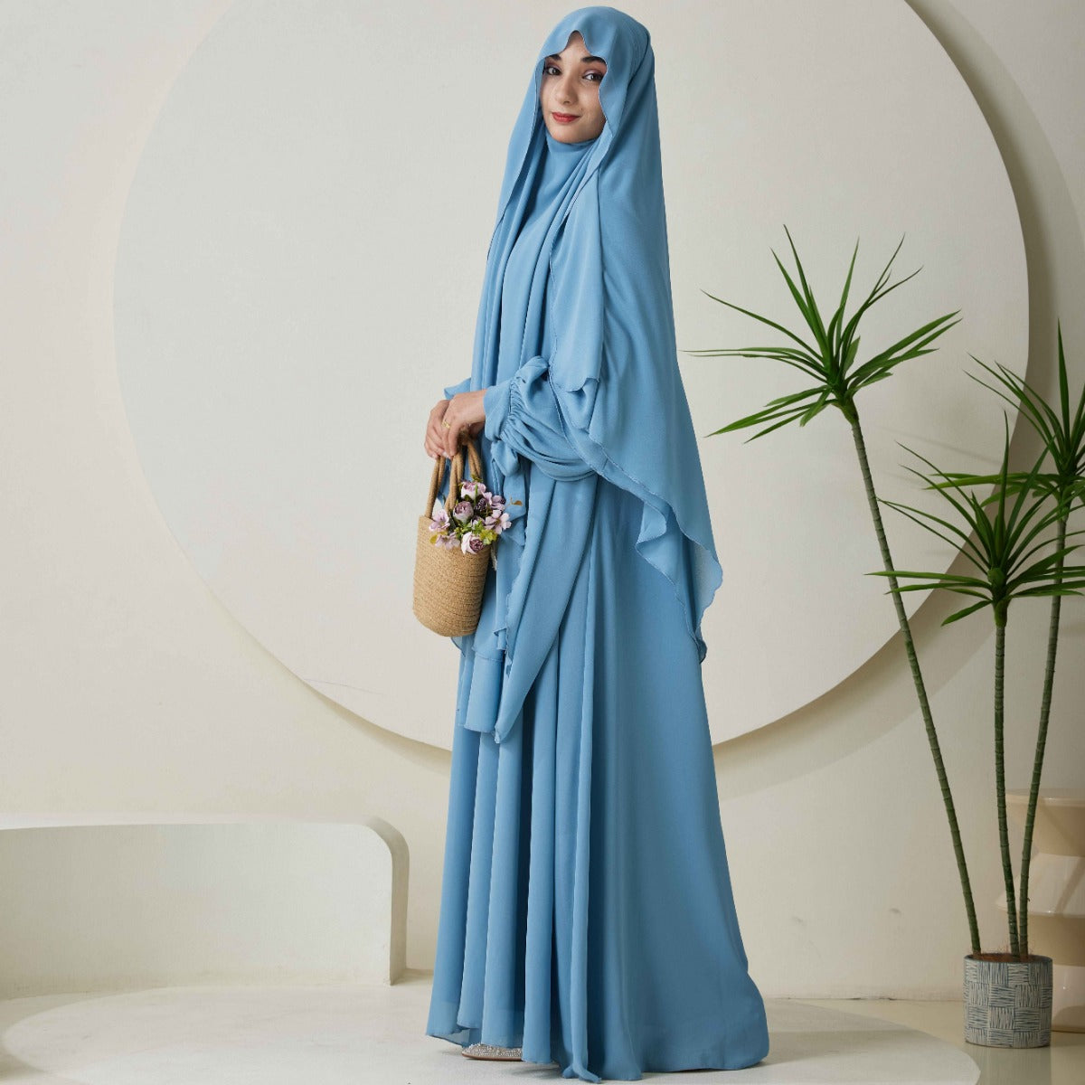 Chiffon Butterfly Sleeve Khimar Set – 2-Piece Hajj Outfit (NCS009)