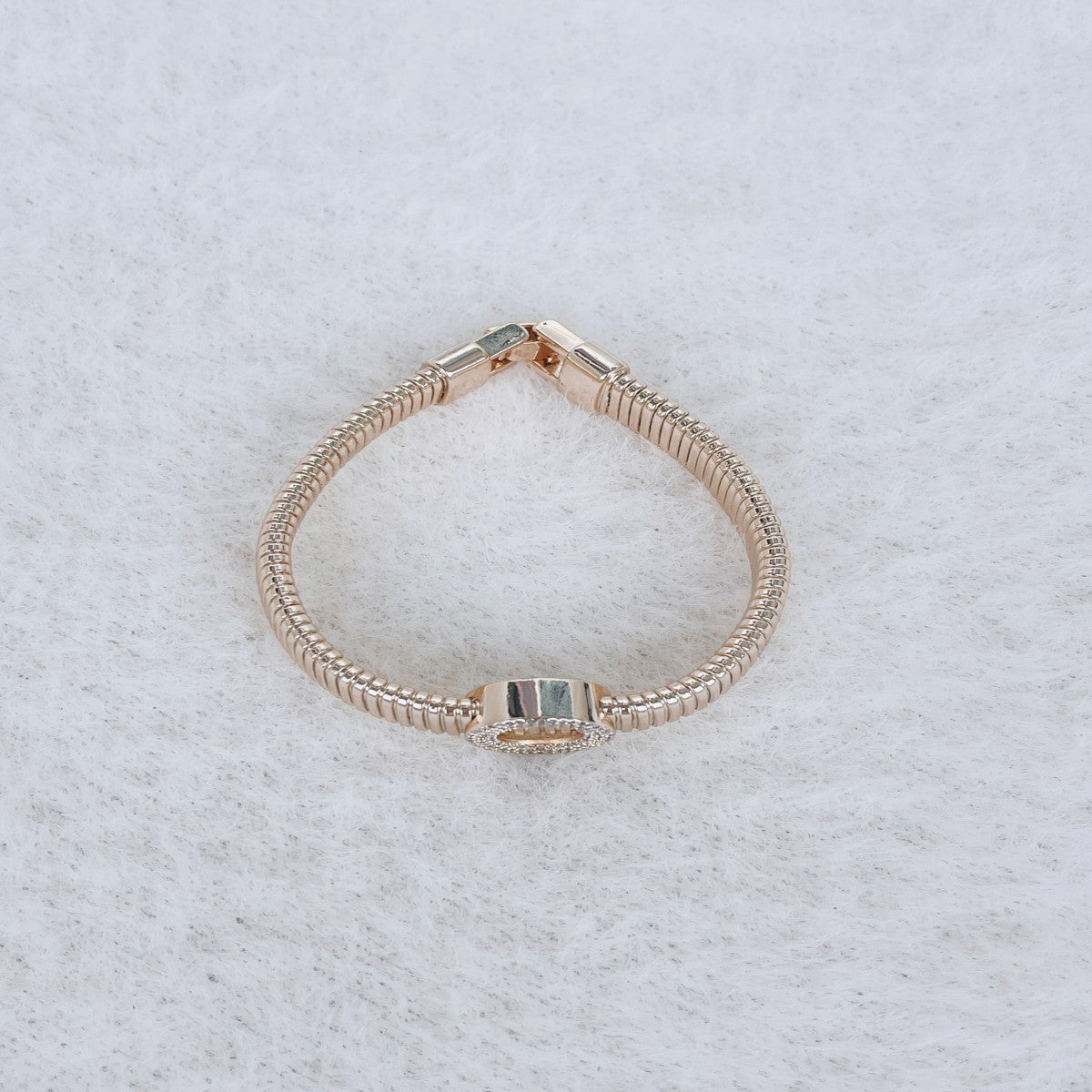 Gold Textured Alloy Bracelet – Adjustable Minimalist Bangle for Women(NCJ005)