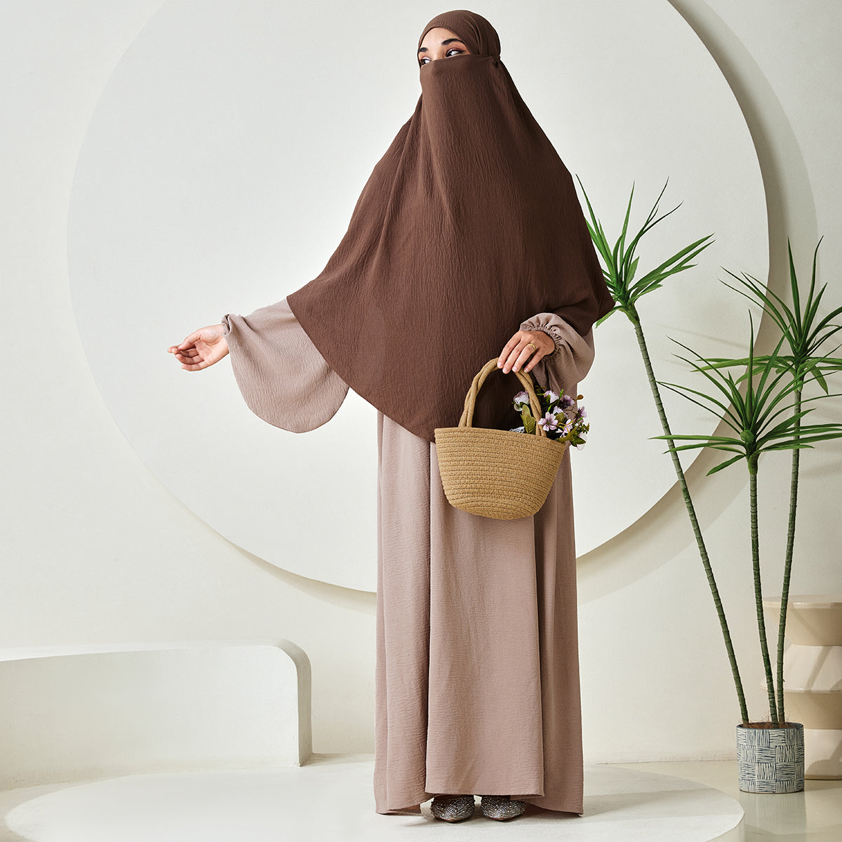 Premium Crepe One Layer Khimar Stretchable Durable Hijab Scarf for Everyday Wear (NCK001)