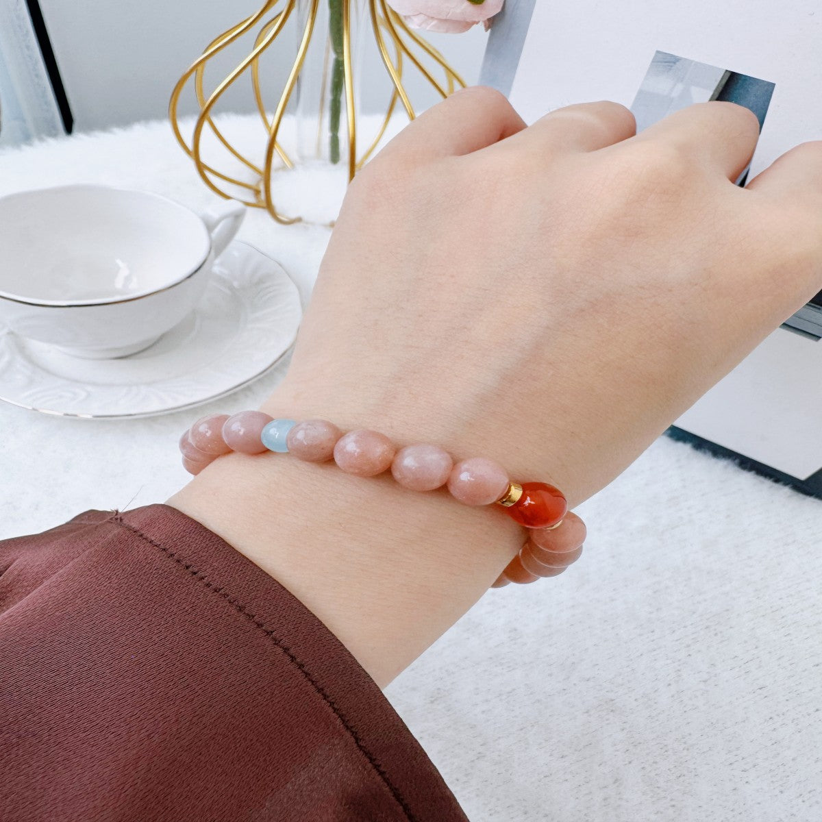 Handmade Glass Bead Bracelet – Elegant Minimalist Jewelry for Women(NCJ003)