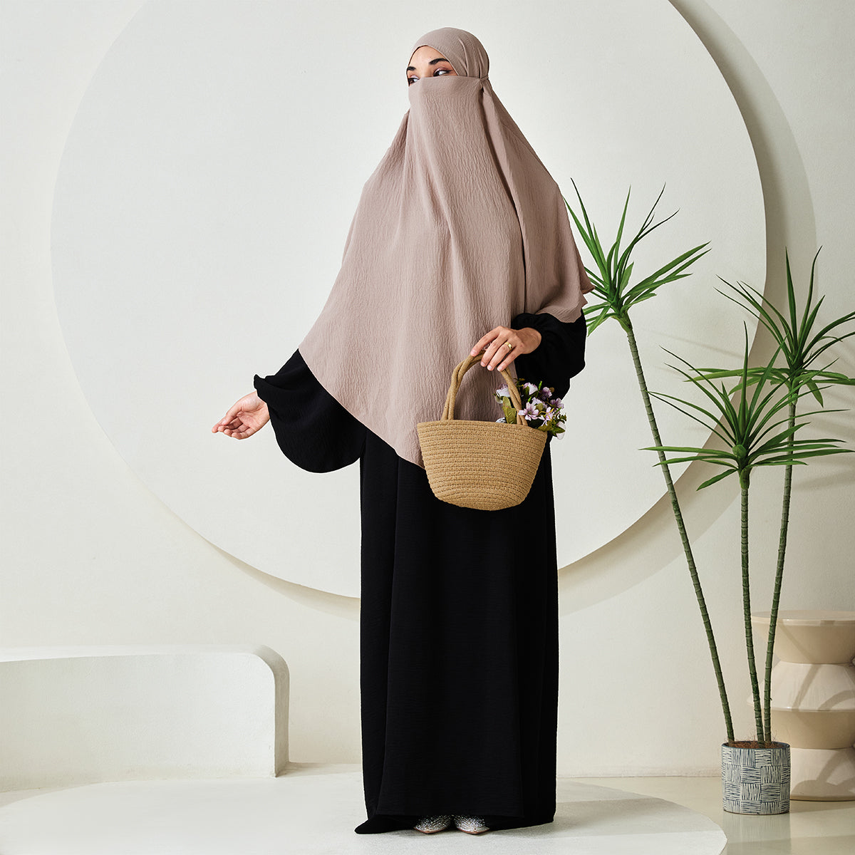 Premium Crepe One Layer Khimar Stretchable Durable Hijab Scarf for Everyday Wear (NCK001)