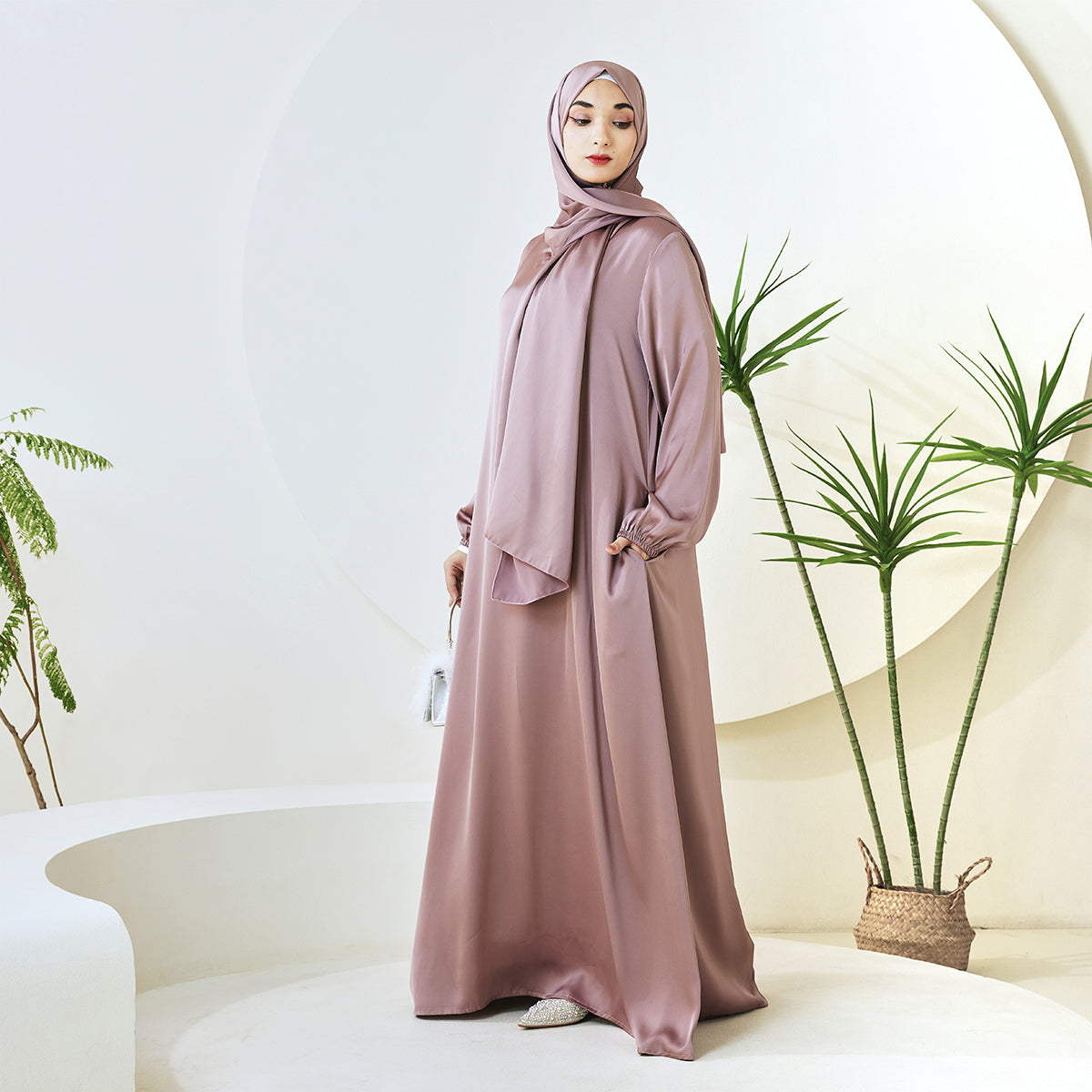 AMANI Satin One Piece With Hijab Abaya: Stylish Statement of Elegance(NCA001 )