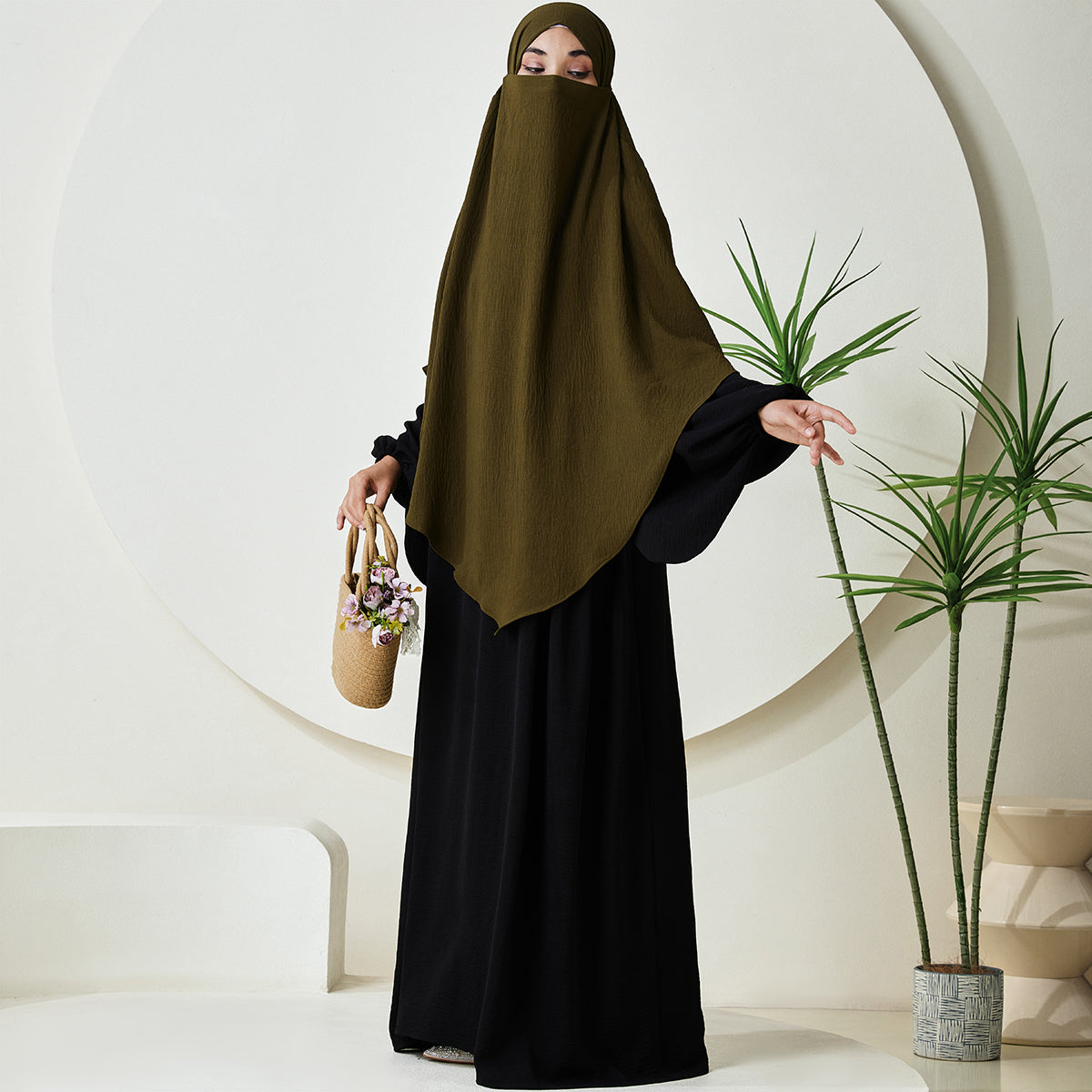 Premium Crepe One Layer Khimar Stretchable Durable Hijab Scarf for Everyday Wear (NCK001)