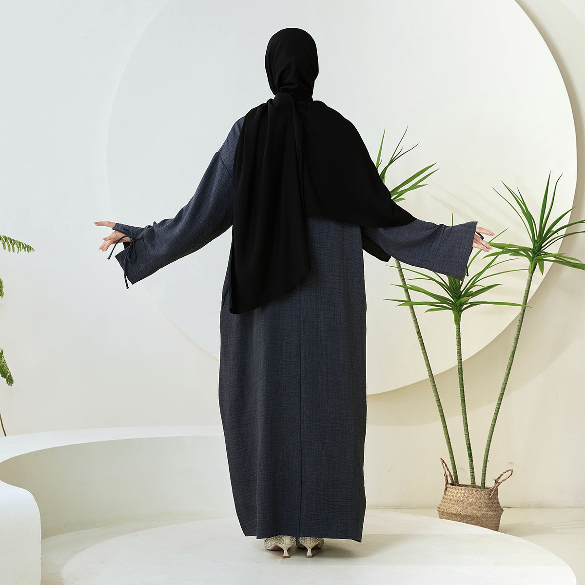 Casual Solid Color Long Robe with Tie-Detail Sleeves – Available in Multiple Colors (NCA011)