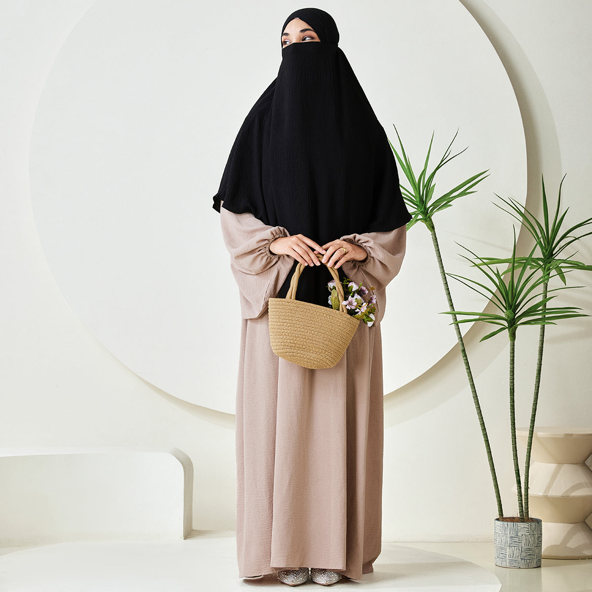 Premium Crepe One Layer Khimar Stretchable Durable Hijab Scarf for Everyday Wear (NCK001)