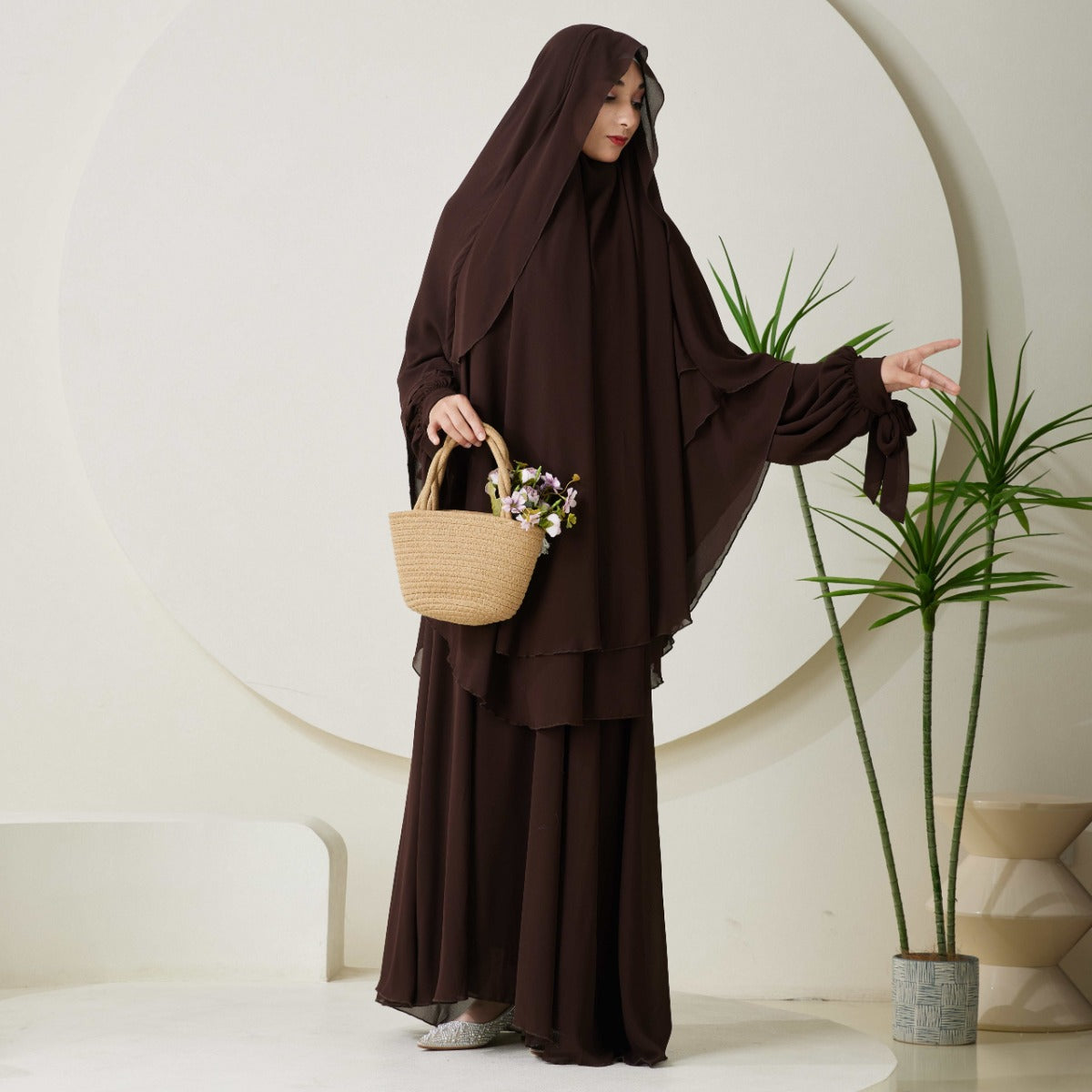 Chiffon Butterfly Sleeve Khimar Set – 2-Piece Hajj Outfit (NCS009)