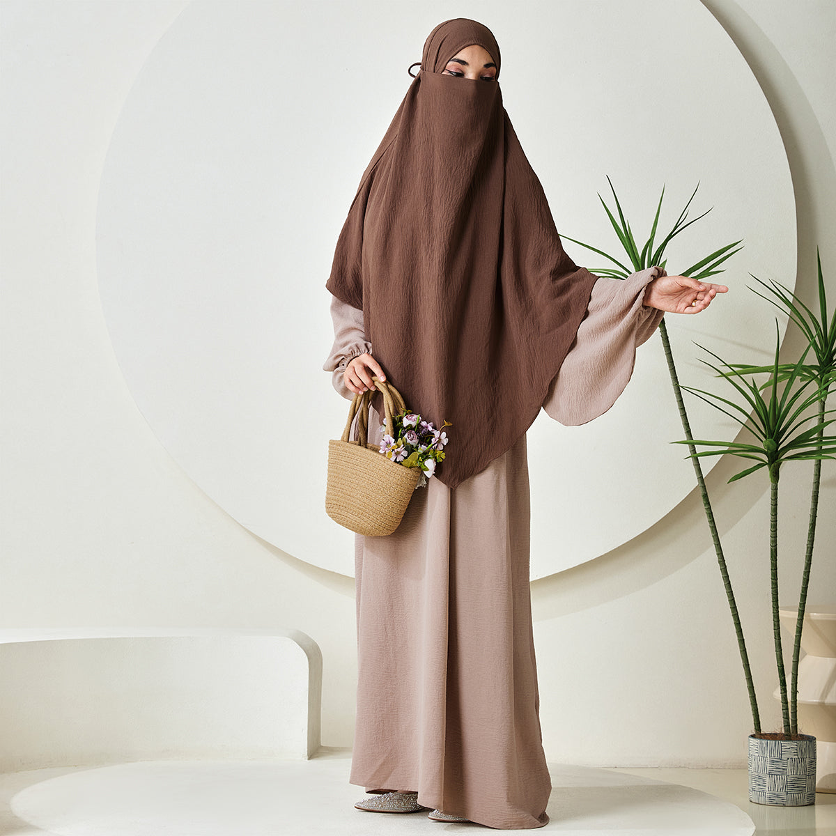 Premium Crepe One Layer Khimar Stretchable Durable Hijab Scarf for Everyday Wear (NCK001)